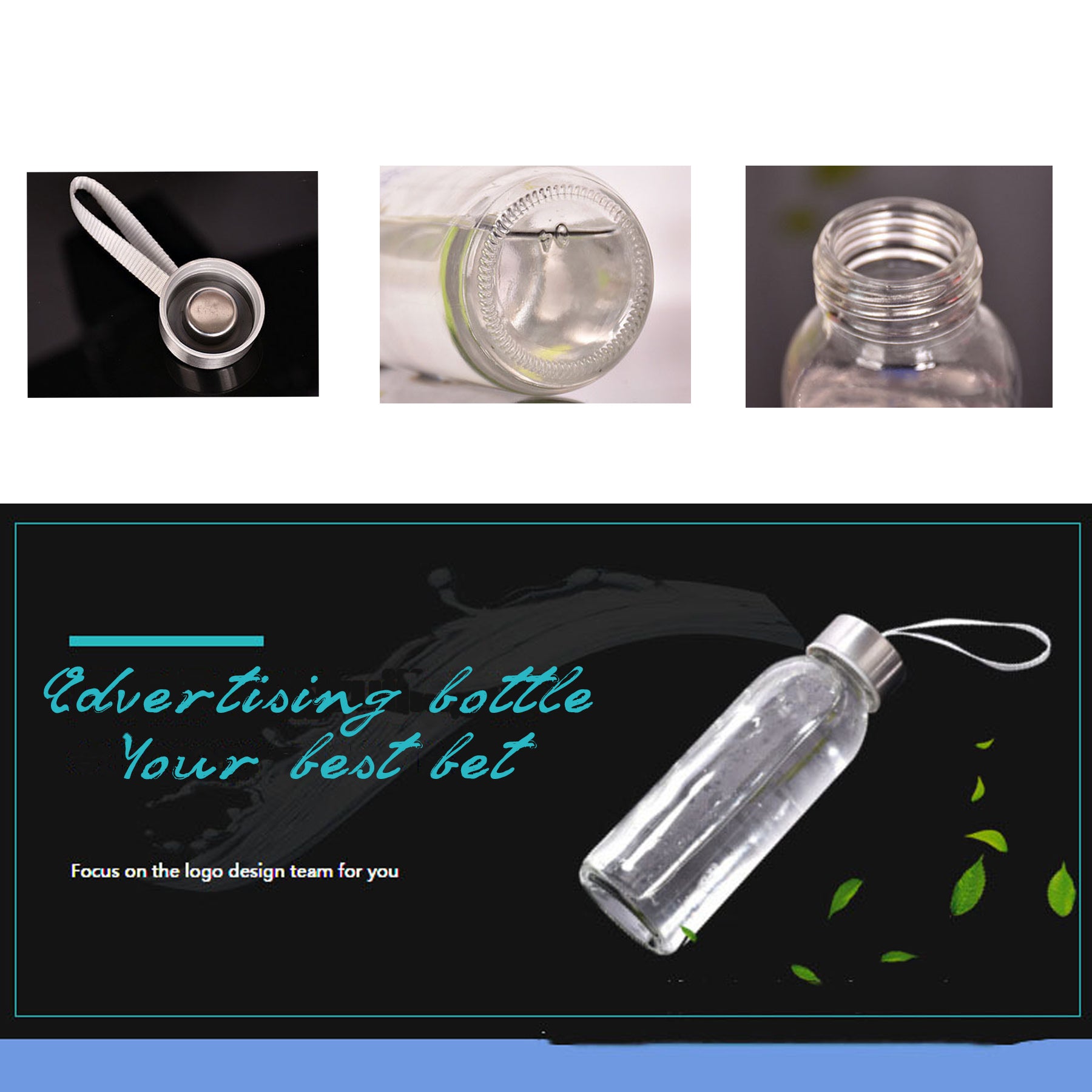17 Oz Stainless Lid Glass Bottles