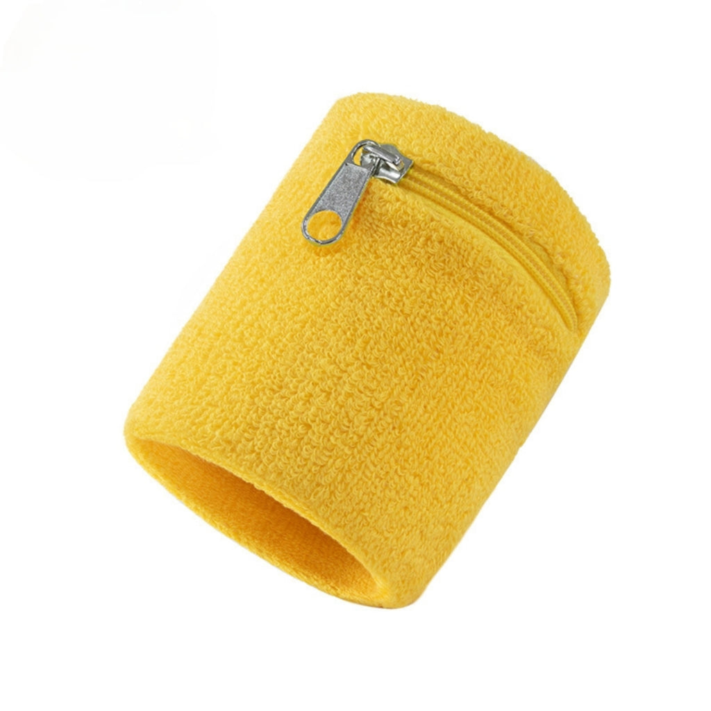 Zipper Sweat Wristband Pocket Tennis Gym Support