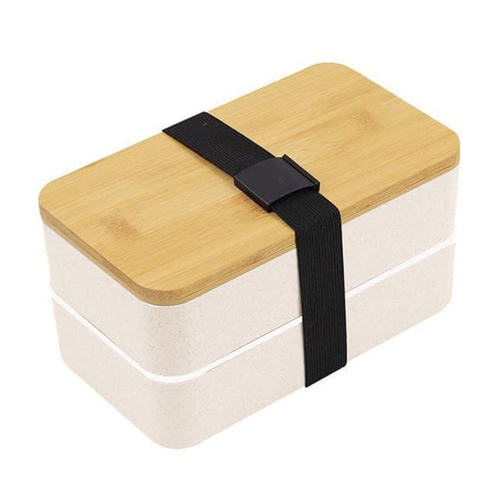 Double Decker Lunch Box With Bamboo Lid And Utensils