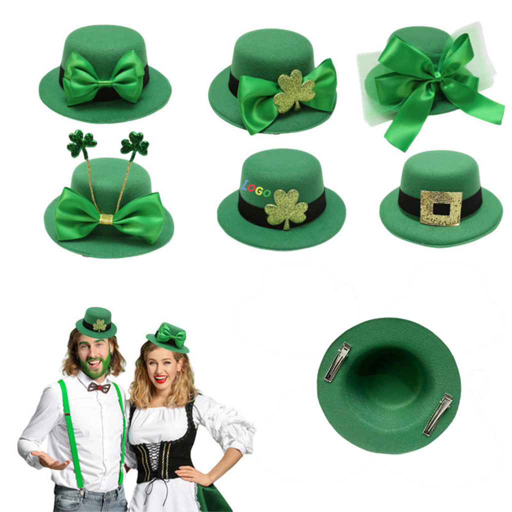 St. Patrick'S Day Mini Hat With Hair Clips