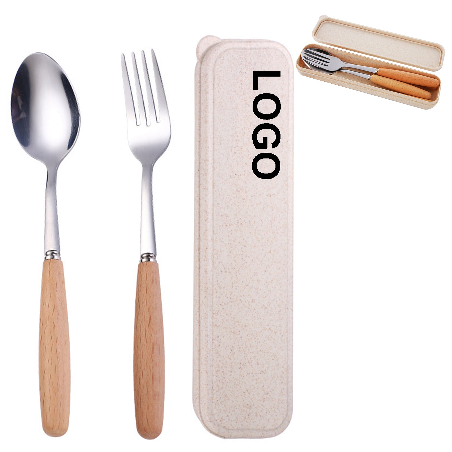 Wooden Stainless Steel Fork Spoon Set