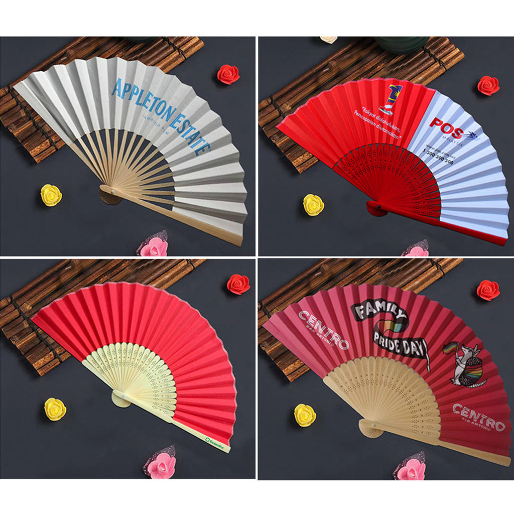 Custom Paper Folding Fan with Bamboo Handle