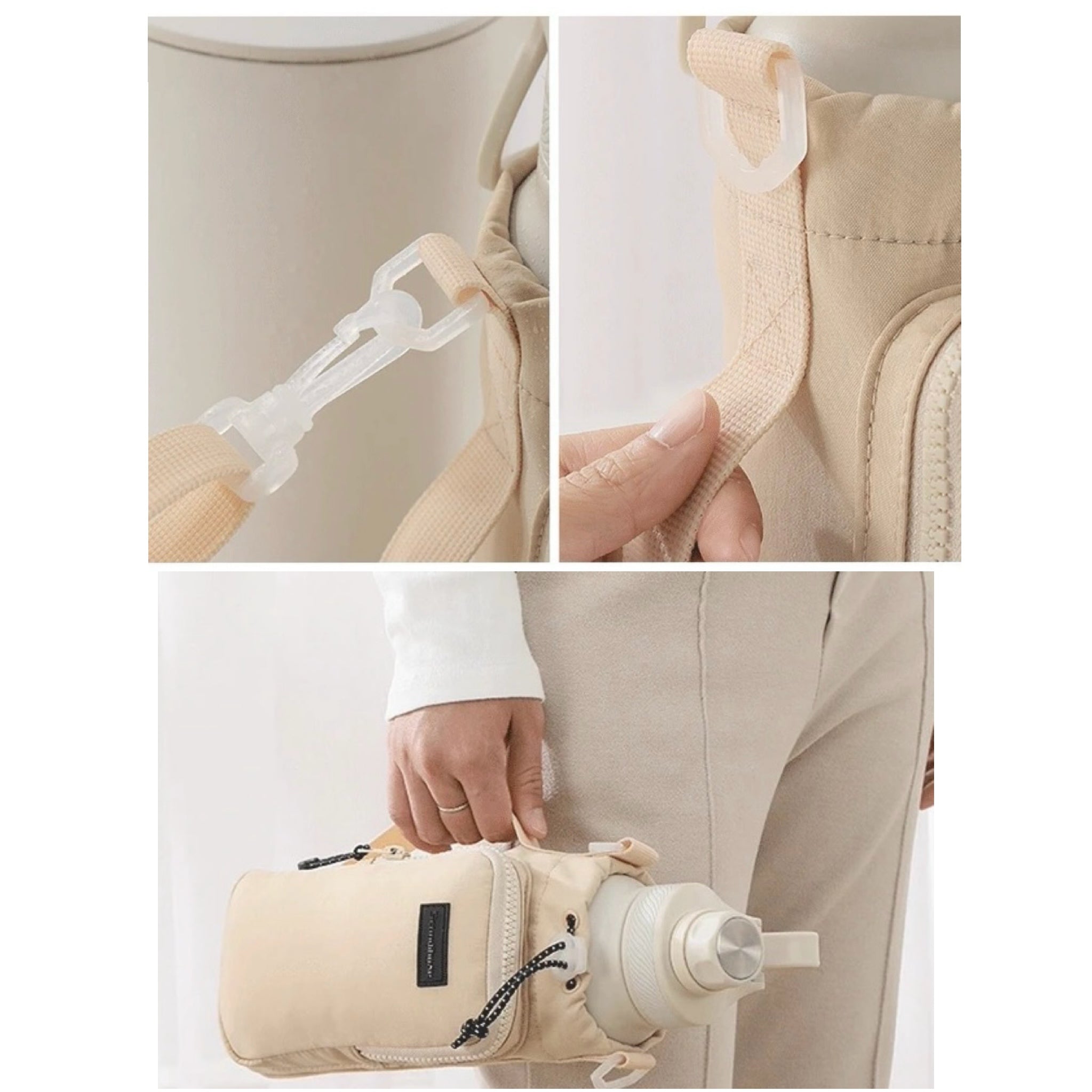Drawstring Portable Water Bottle Crossbody Tote Bag