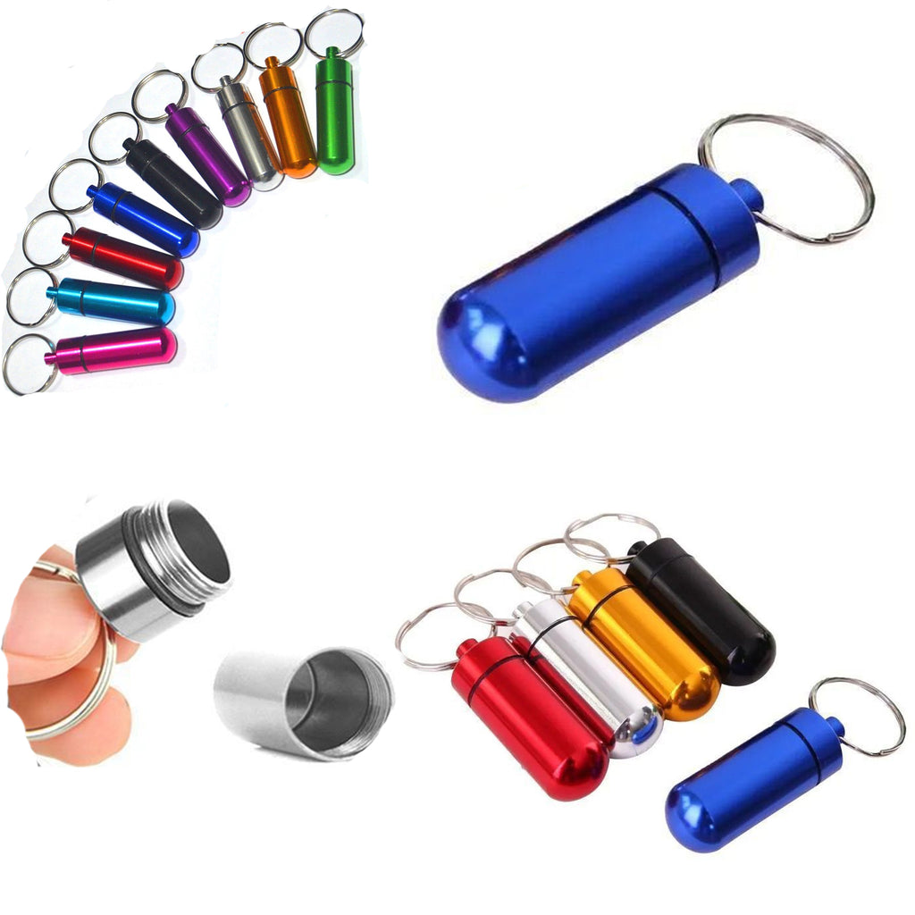 Outdoor Waterproof Portable Aluminum Alloy Pill Bottle Keychain