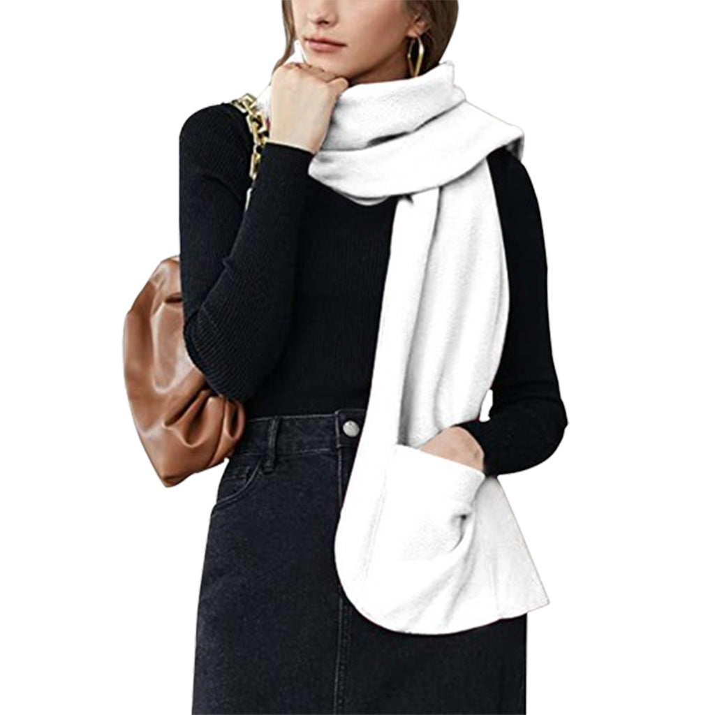 Single Layer Fleece Warm Scarf With Gloves
