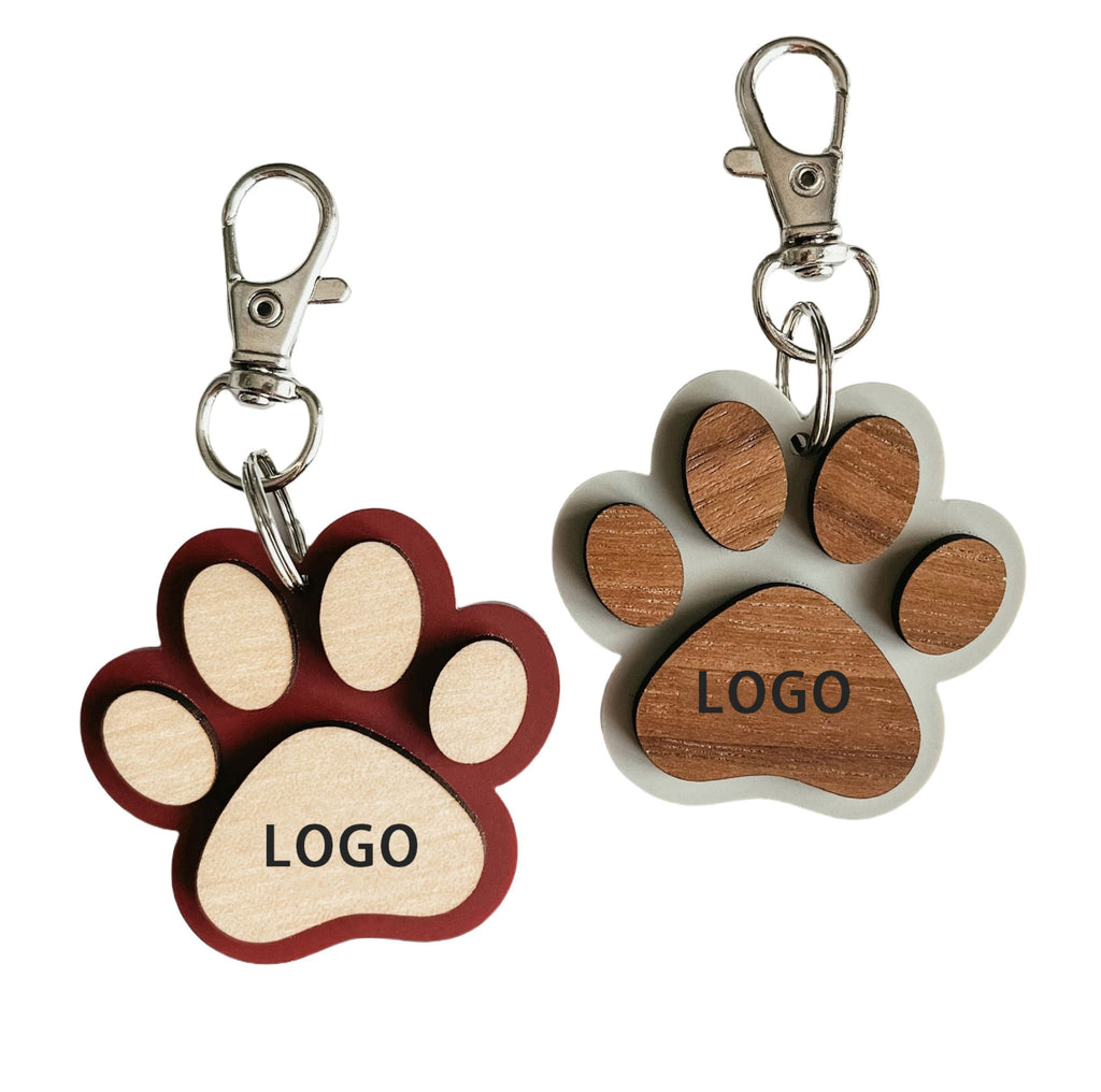 Wooden Cat Paw Print Keychain