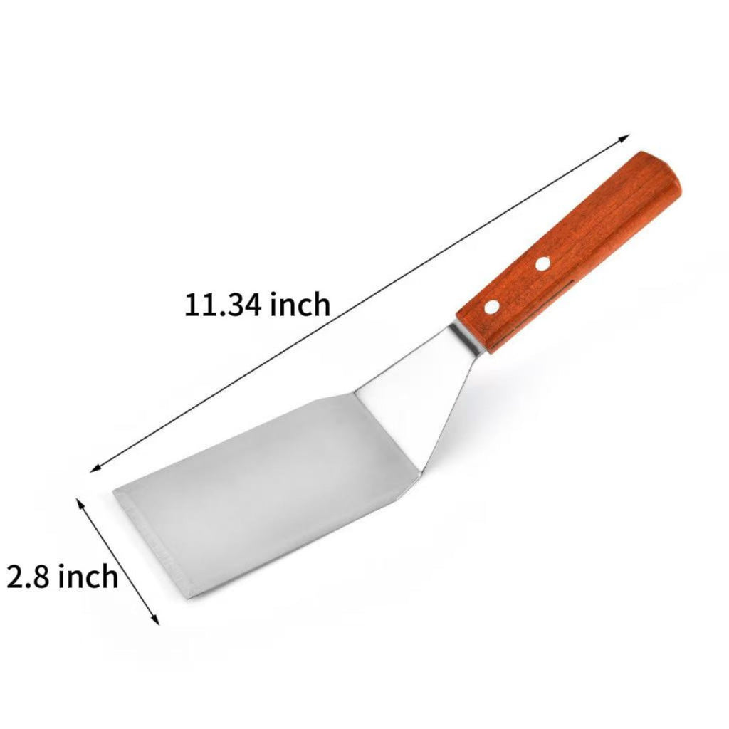 Wood-Handled Stainless Steel Cooking Spatula