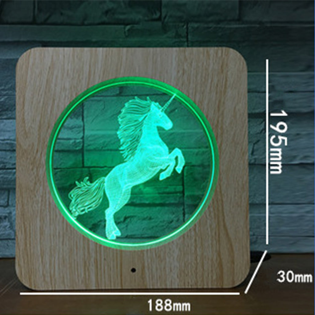 Customizable Pattern Acrylic Night Light With Wooden Frame