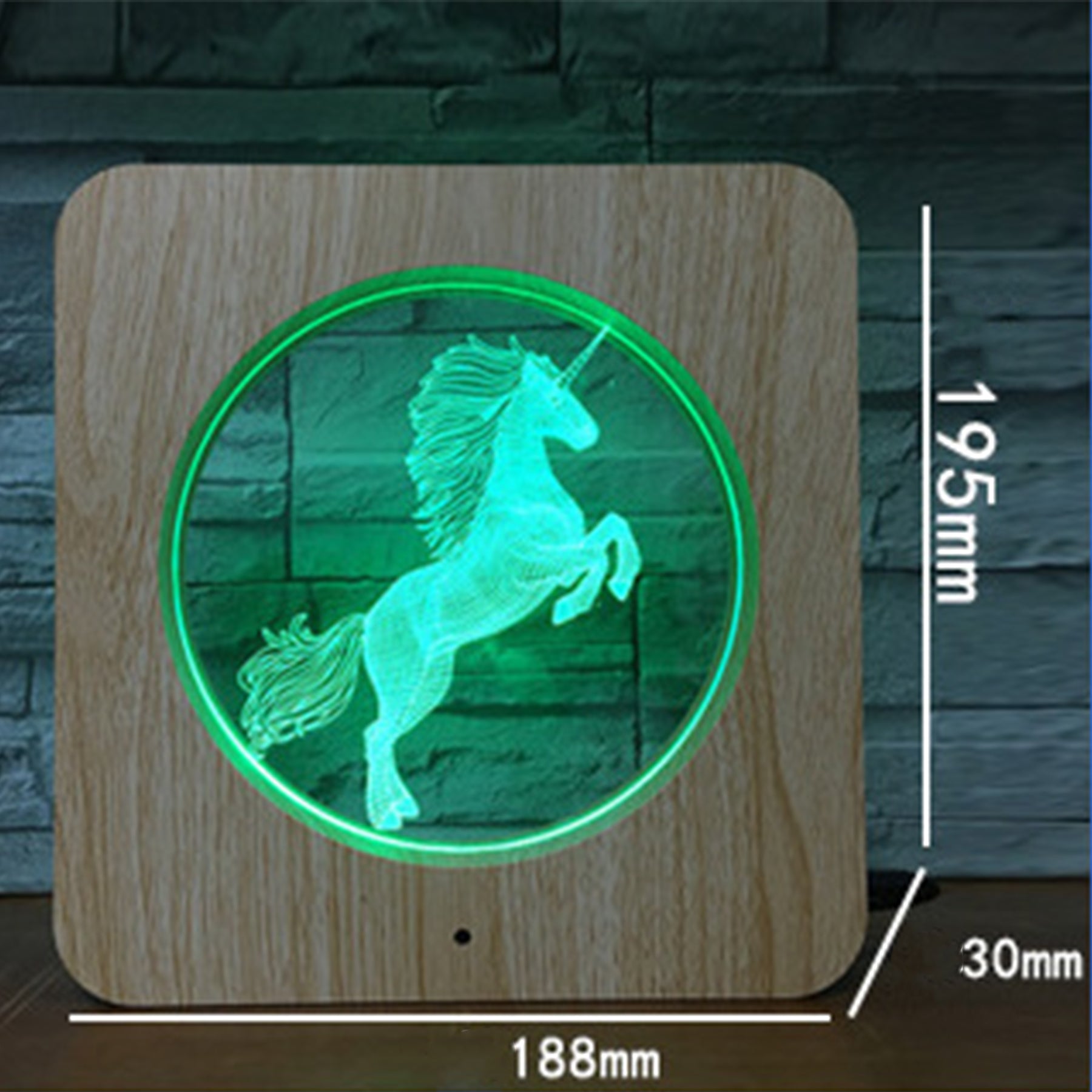 Customizable Pattern Acrylic Night Light With Wooden Frame