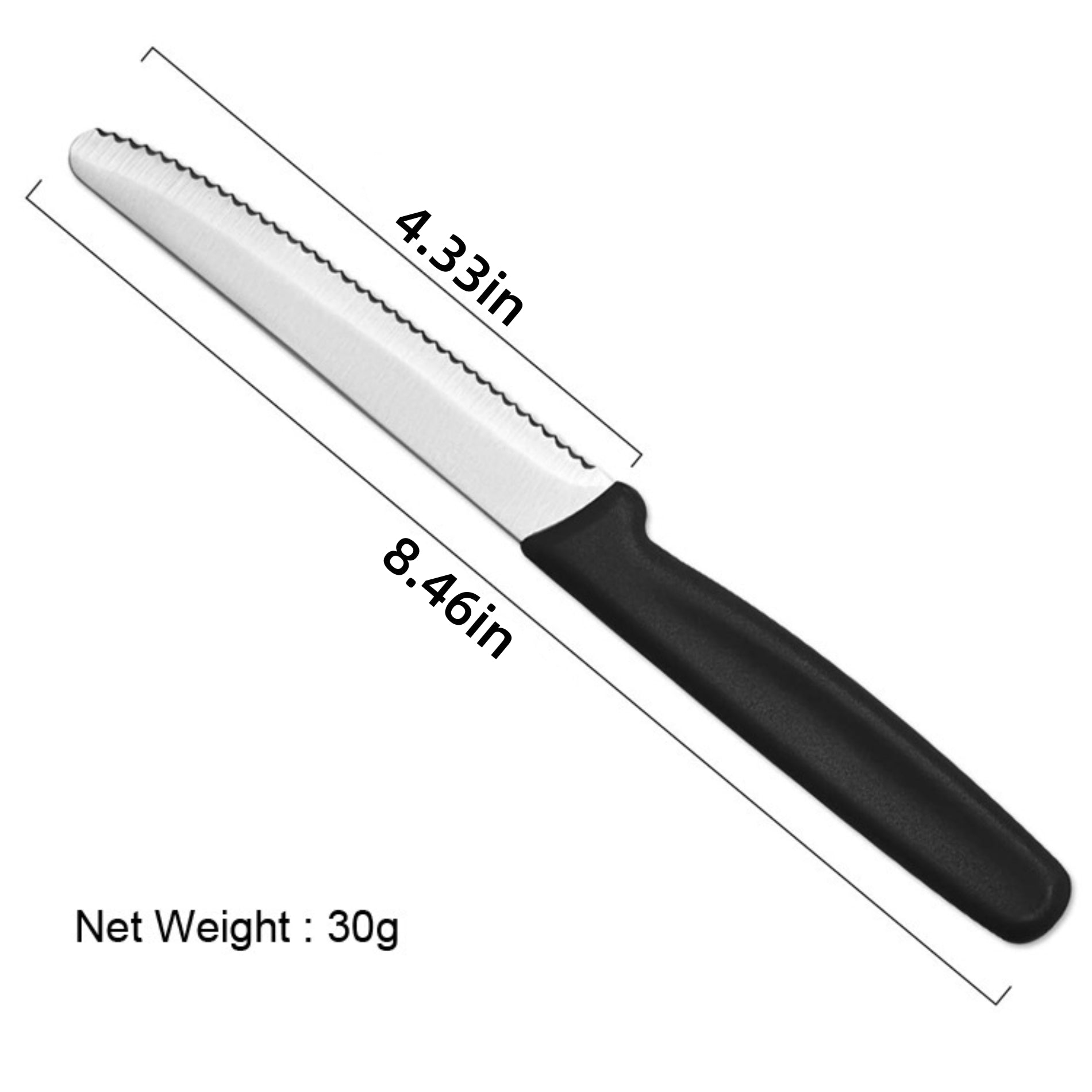 4.3-Inch Round Head Wavy Blade Bar Knife Bread Knife