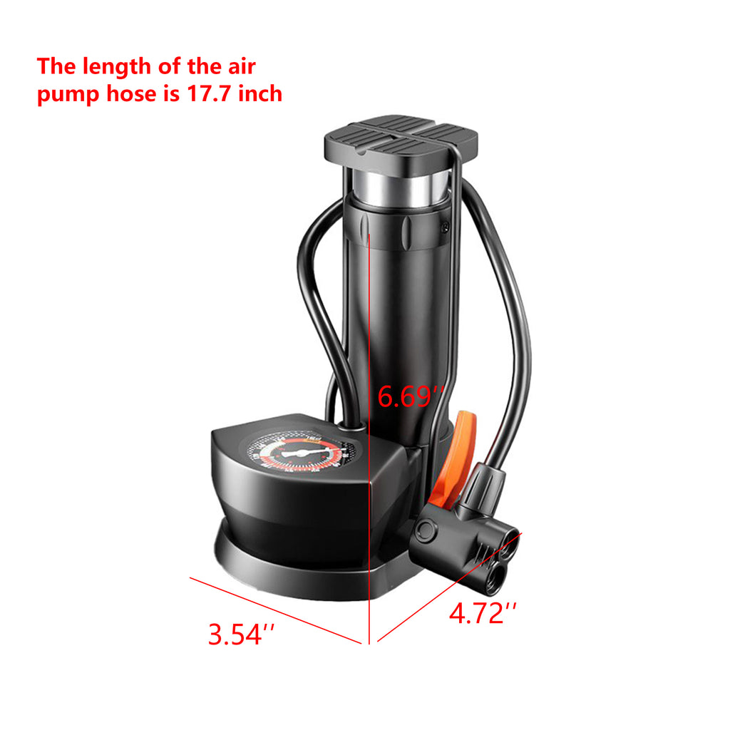 Mini Bicycle Foot Air Pump With Needle With Pressure Gauge