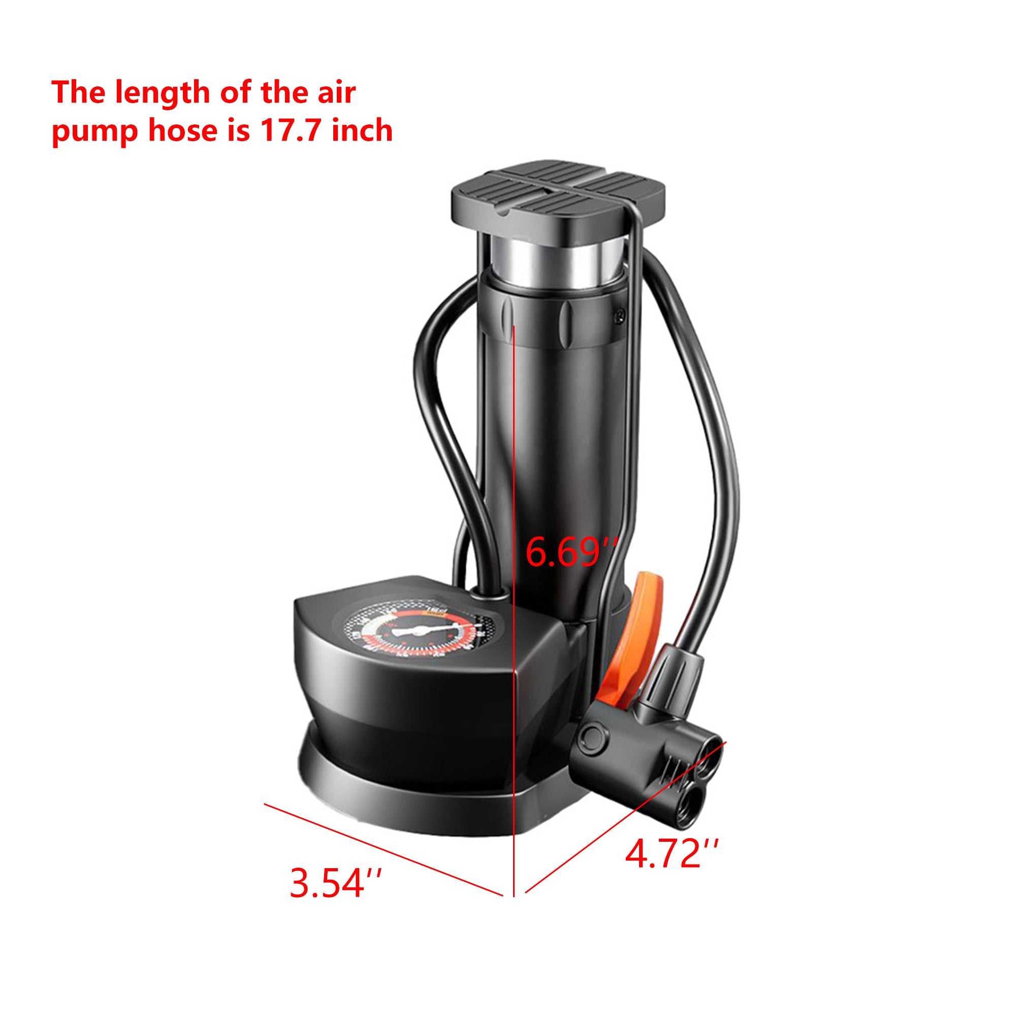 Mini Bicycle Foot Air Pump With Needle With Pressure Gauge