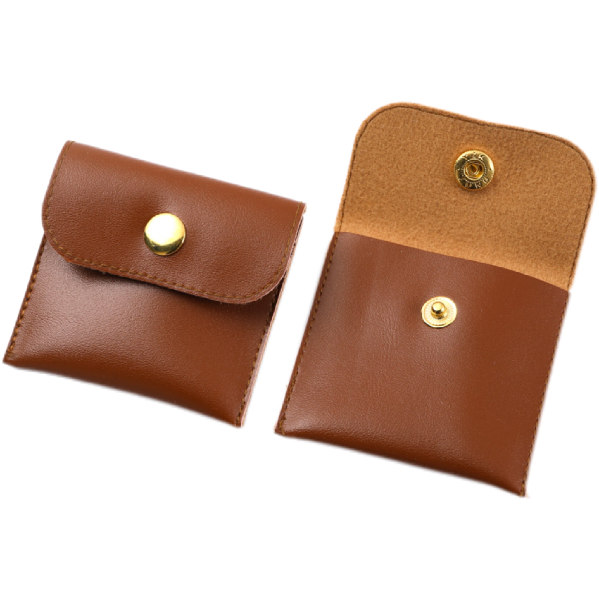 PU Leather Snap Button Jewelry Storage Pouch