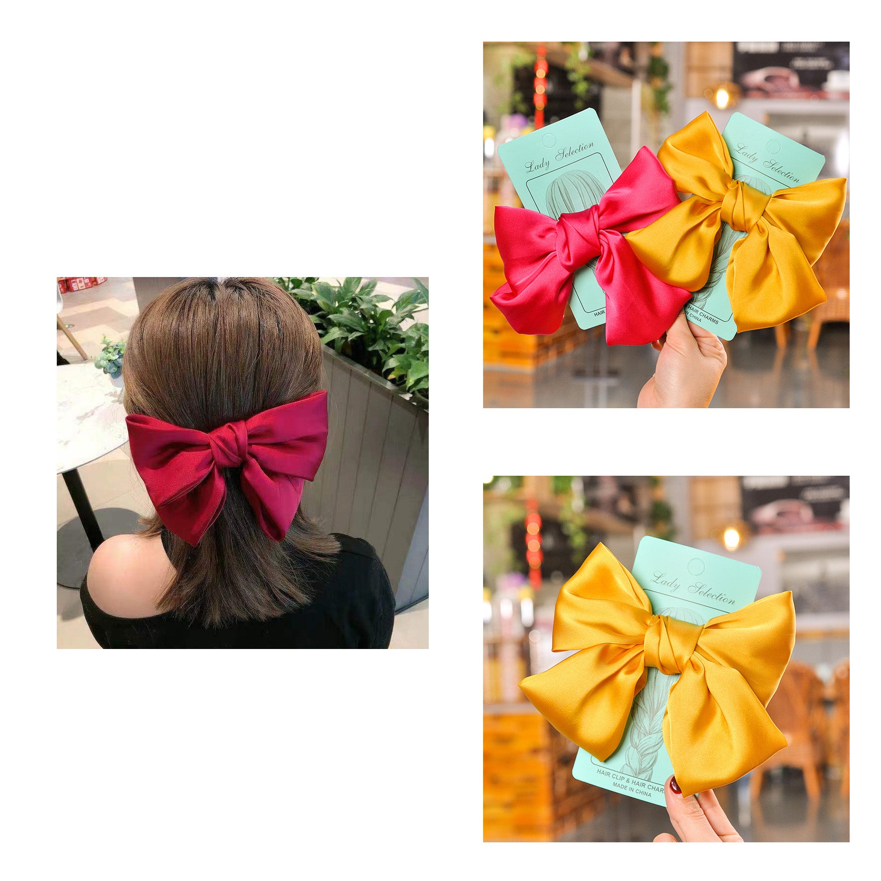 Custom Bow Satin Hairpin For Women