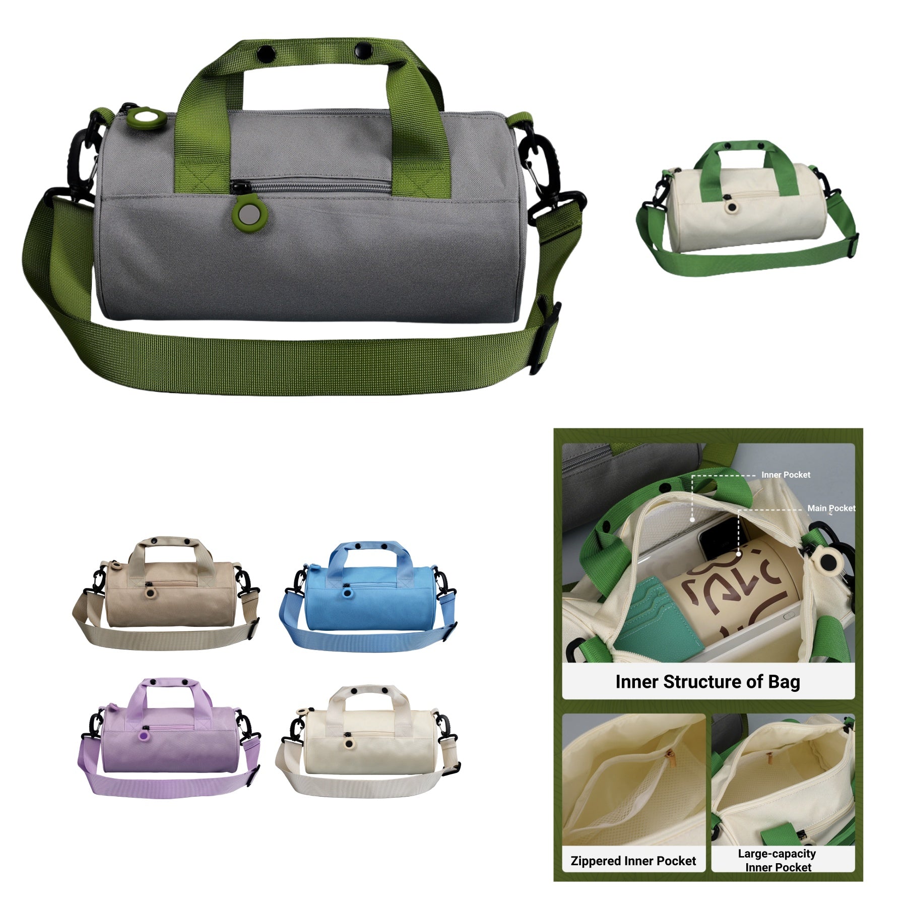 Waterproof Cylindrical Crossbody Handbag