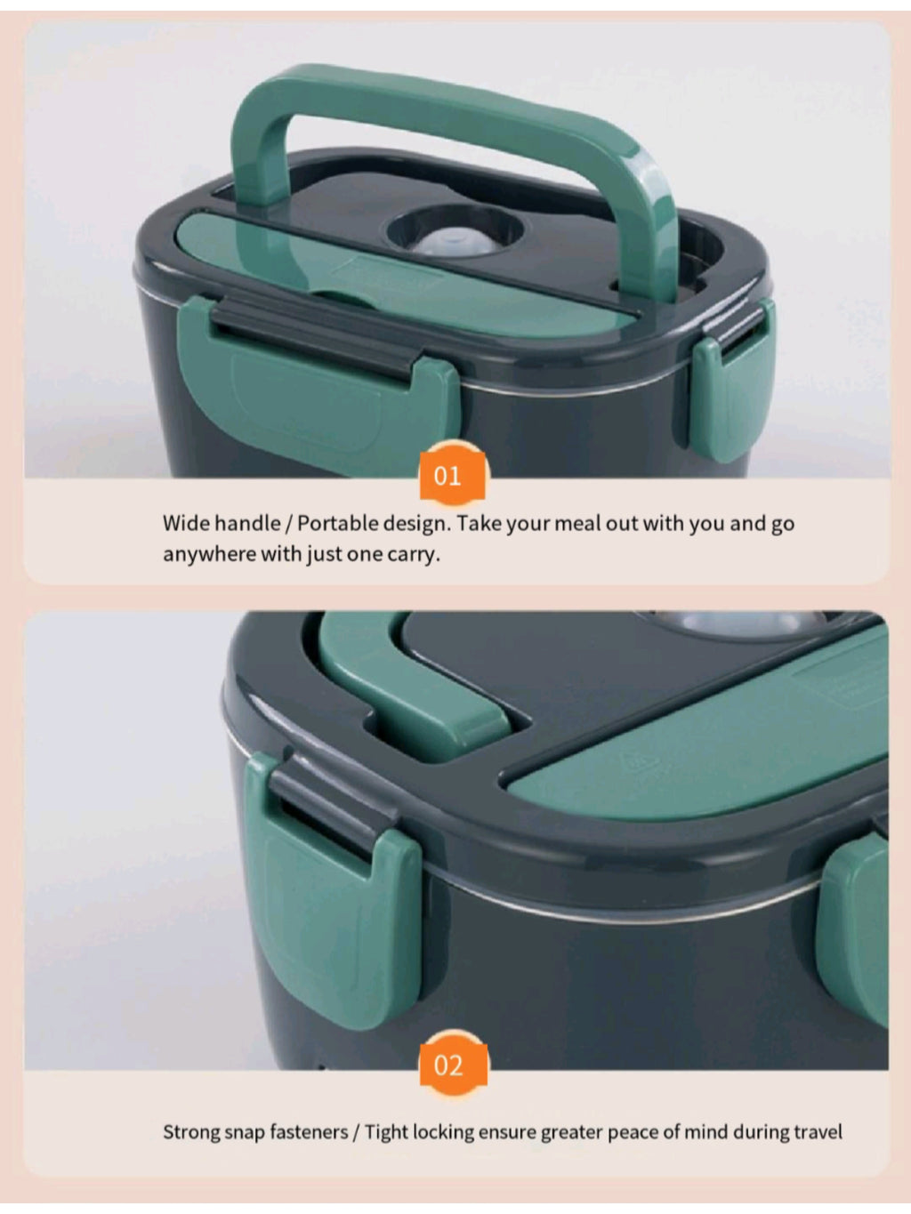 Stainless Steel Electric Lunch Box - Office Food Warmer 110V