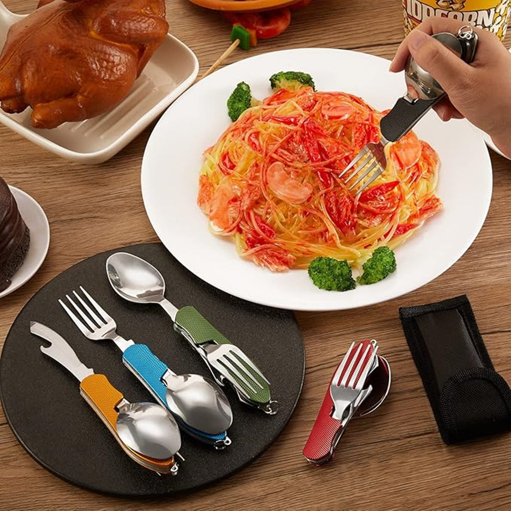 Multi-Functional Folding Cutlery Detachable Fork And Spoon