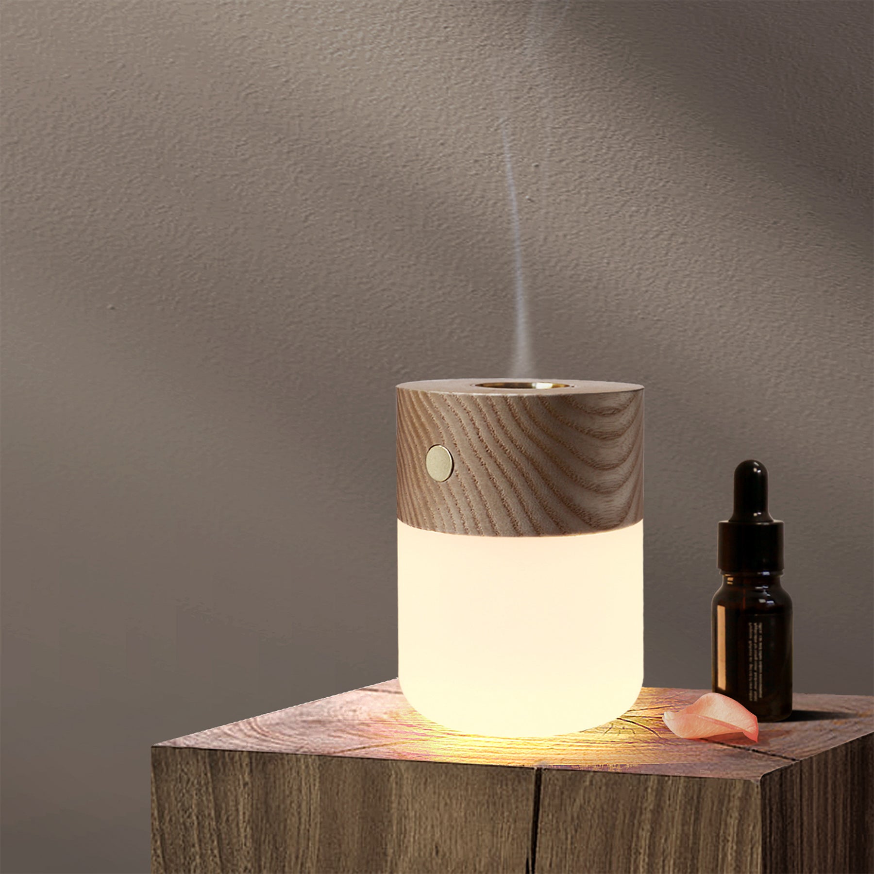 Wood Brass Heated Aromatherapy Led Light Lamp