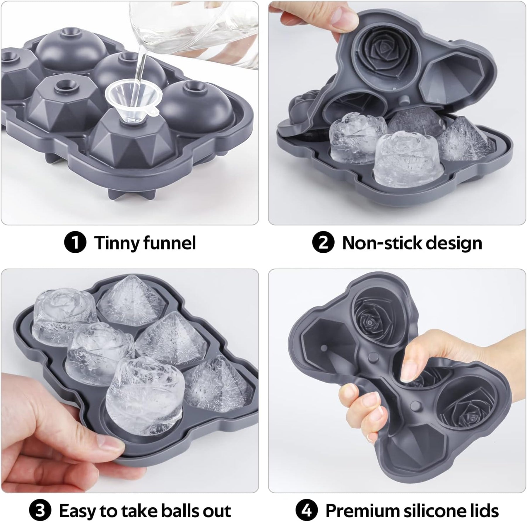 Rose Diamond Shape Silicone Ice Cube Tray