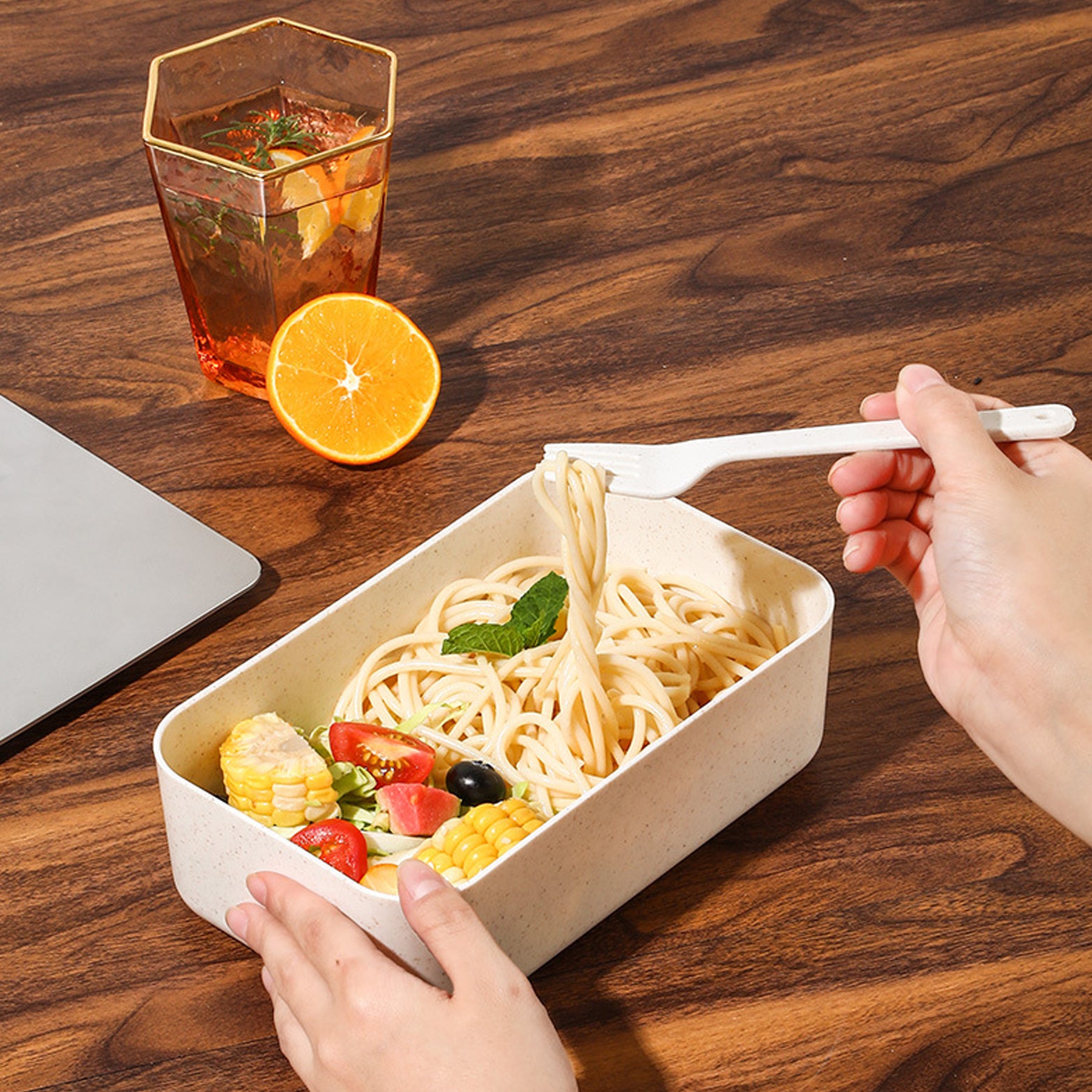 Bento Lunch Box With Bamboo Lid & Utensils