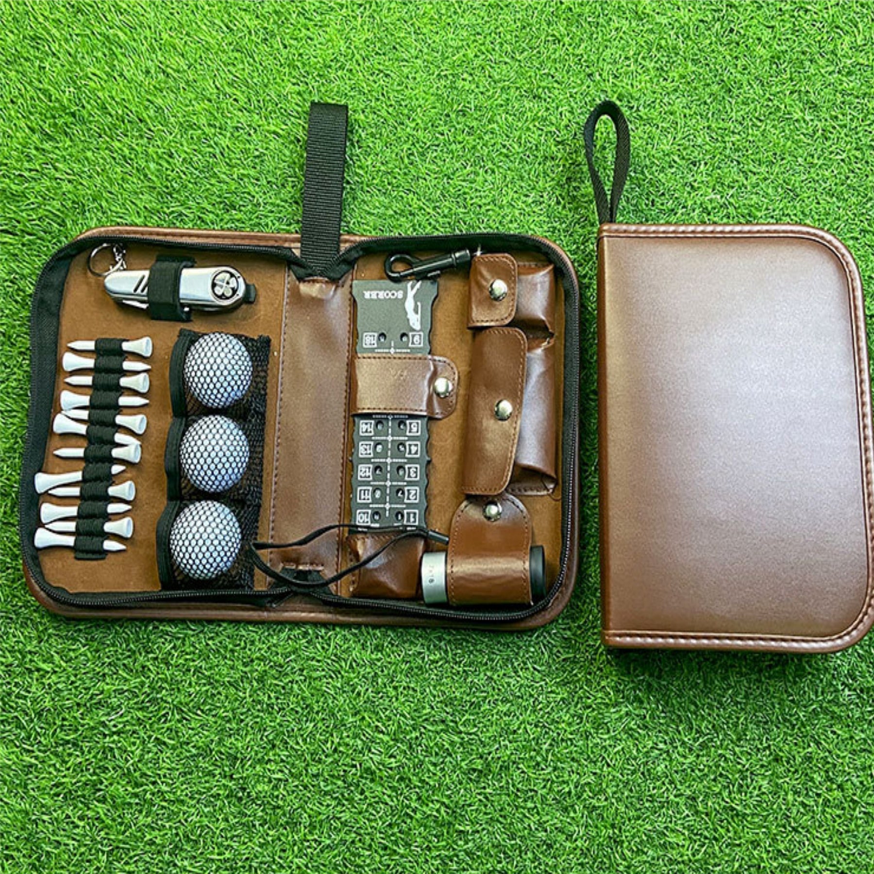 Large-capacity Golf Accessory Storage Leather Bag