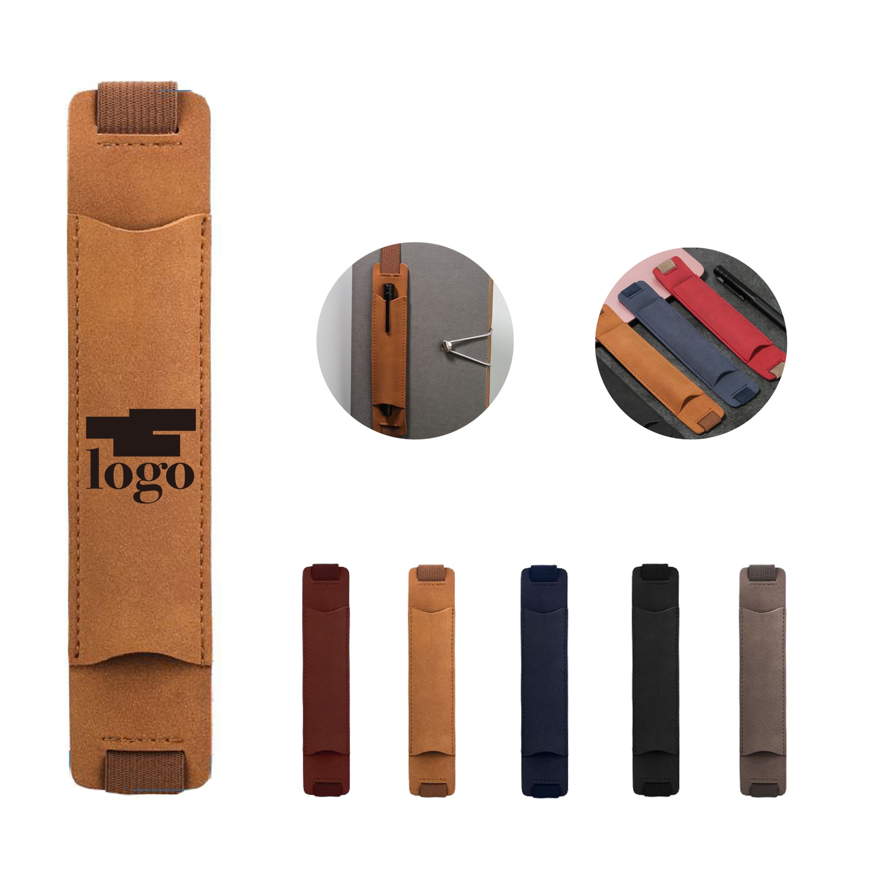 Business Notebook Elastic Belt Pu Leather Pen Bag