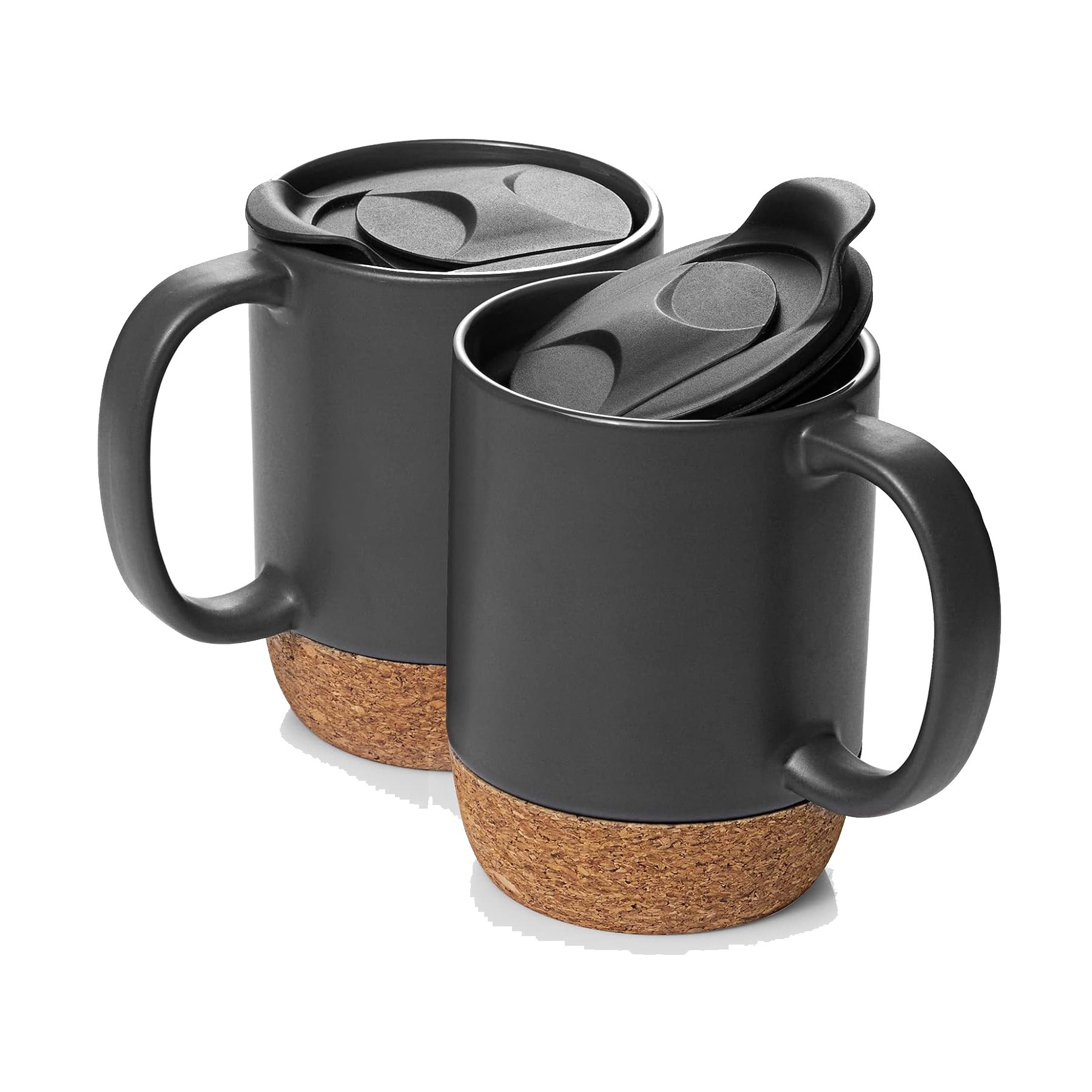 12 OZ Cork Bottom Ceramic Coffee Mug with Spill Proof Lid