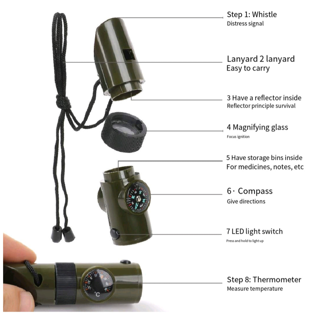 7-In-1 Multi Functional Survival Whistle