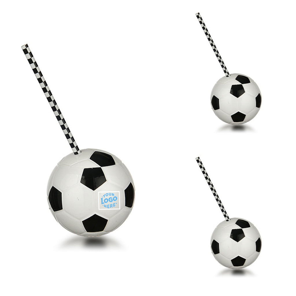 15Oz Soccer Ball Shaped Plastic Straw Cup