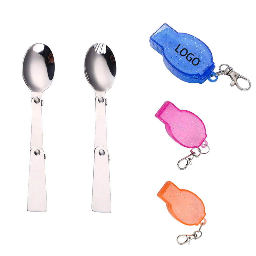 Folding Spoon Fork With Plastic Case