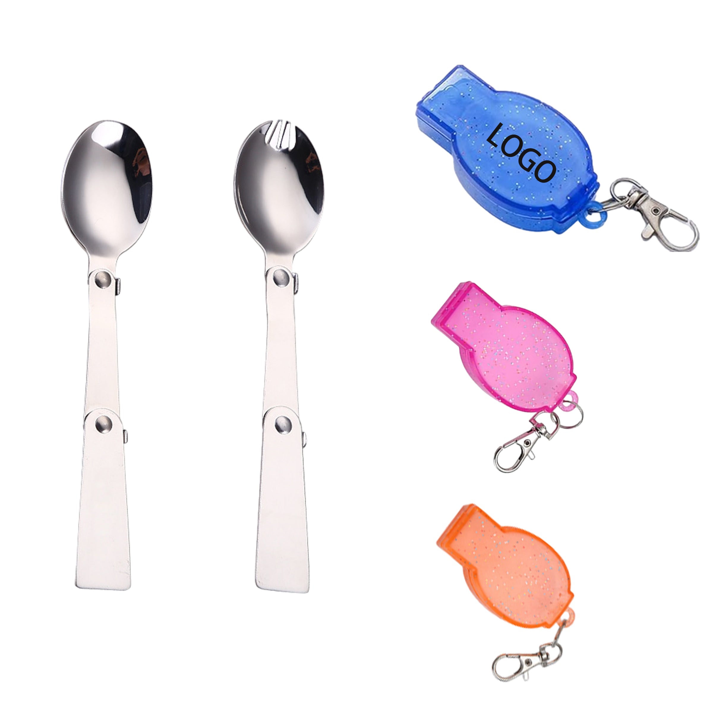 Folding Spoon Fork With Plastic Case