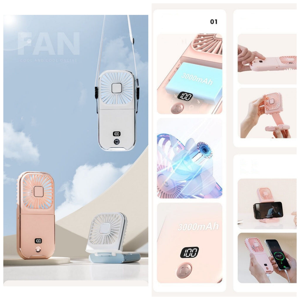 Foldable Handheld Power Bank Fan