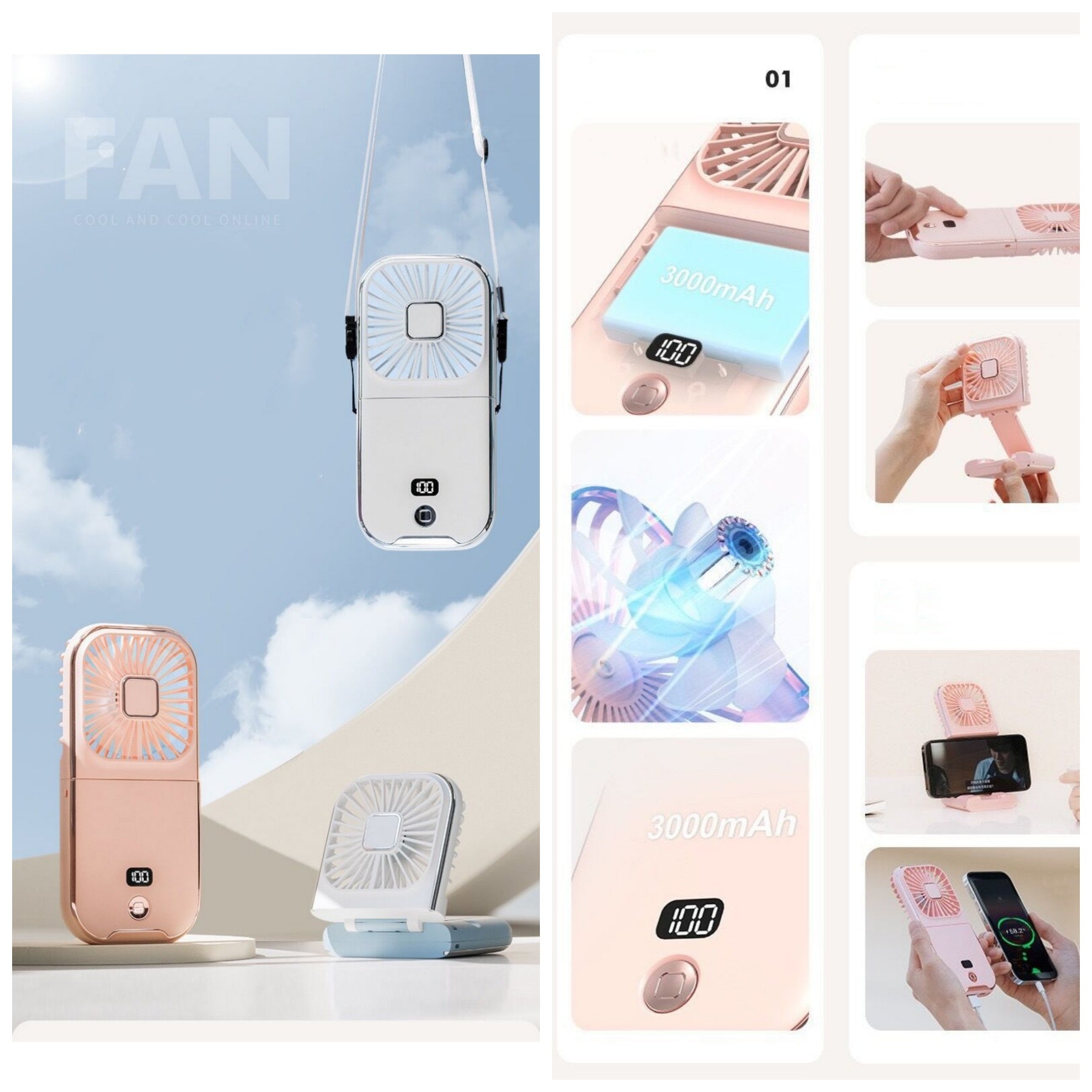 Foldable Handheld Power Bank Fan