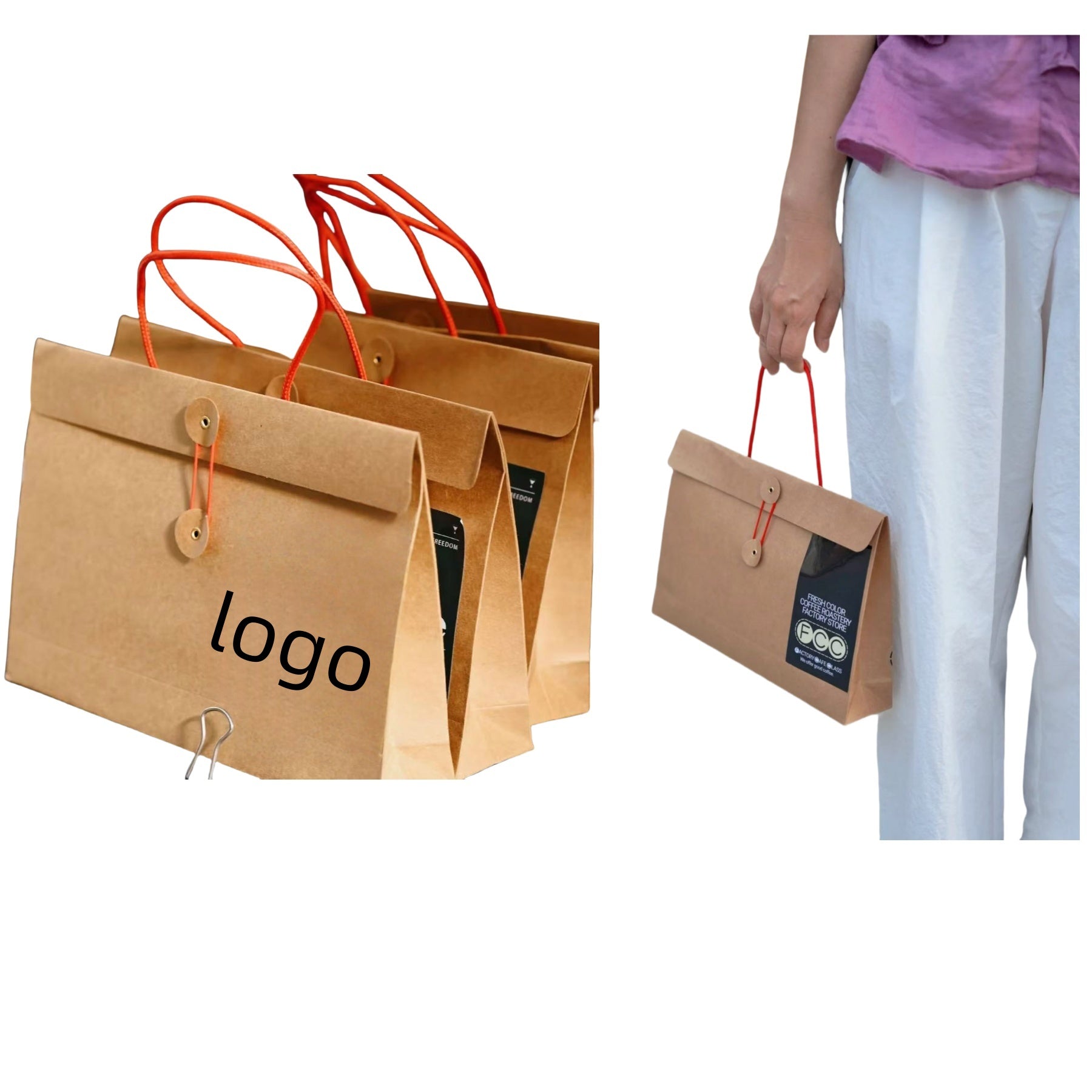 Kraft Paper Gift Packing Tote Bag For Room Temperature