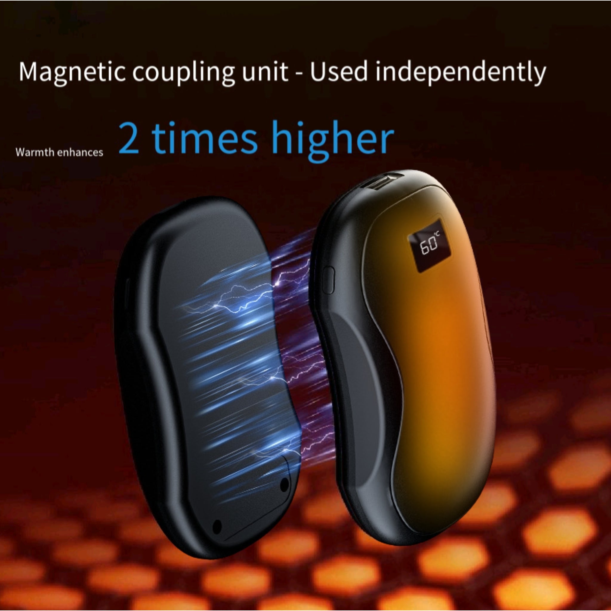 Magnetic HandWarmer Detachable Digital Display USB FastHeat