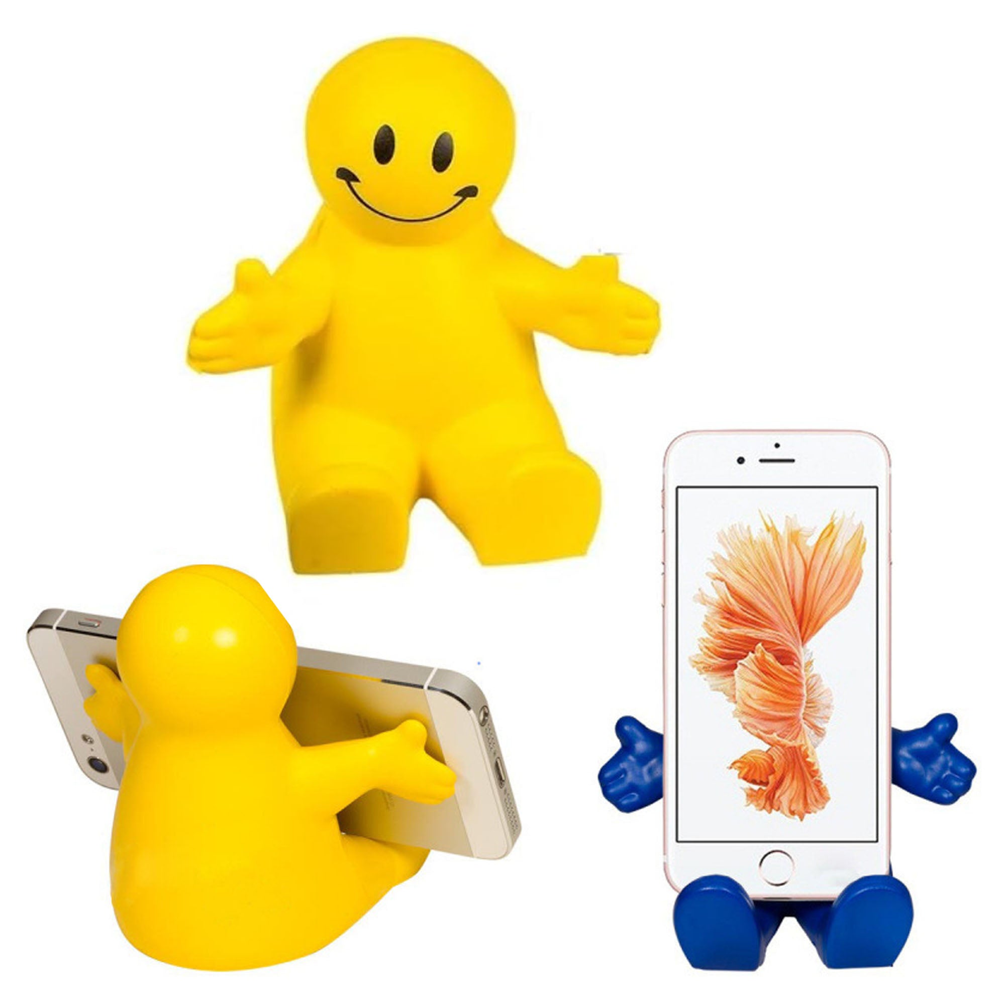 Squeezable Smile Face Guy Phone Holders