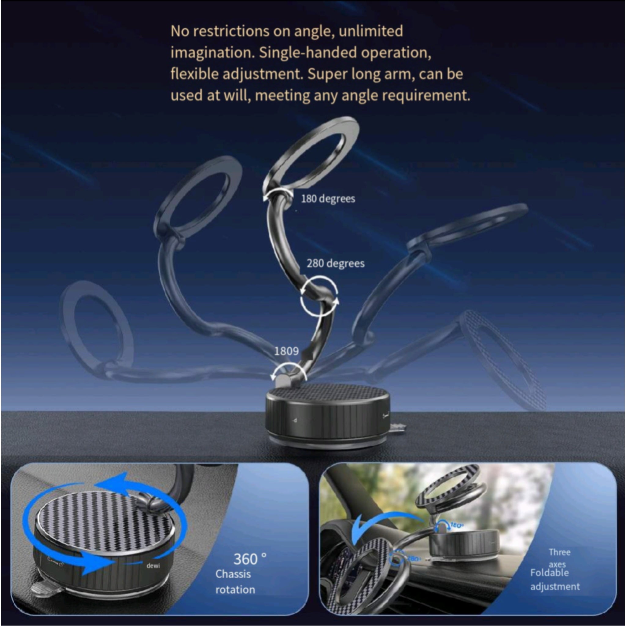 360° Rotating Vacuum Magnetic Car Phone Mount