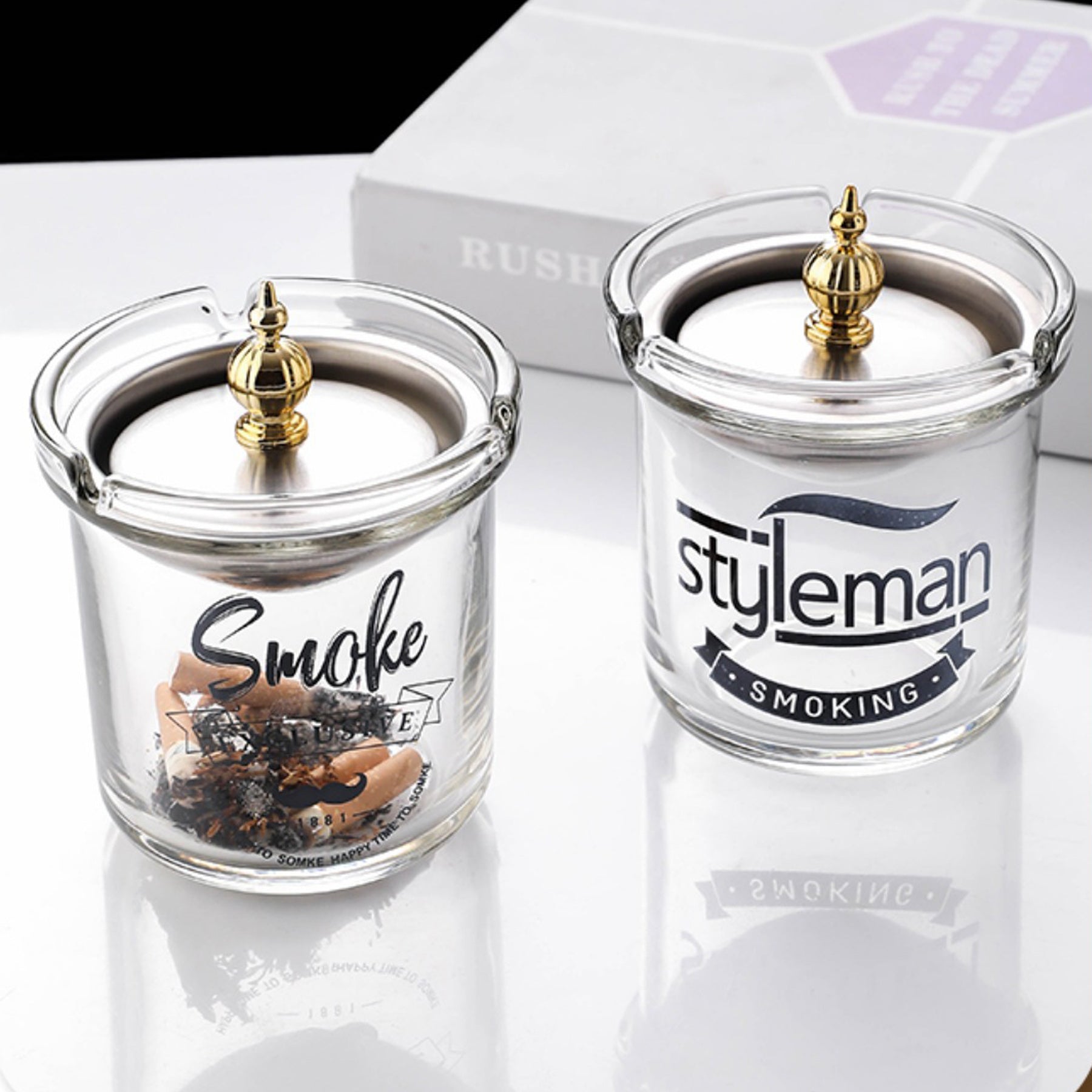 Stainless Steel Smokeless Odorless Windproof Ashtrays