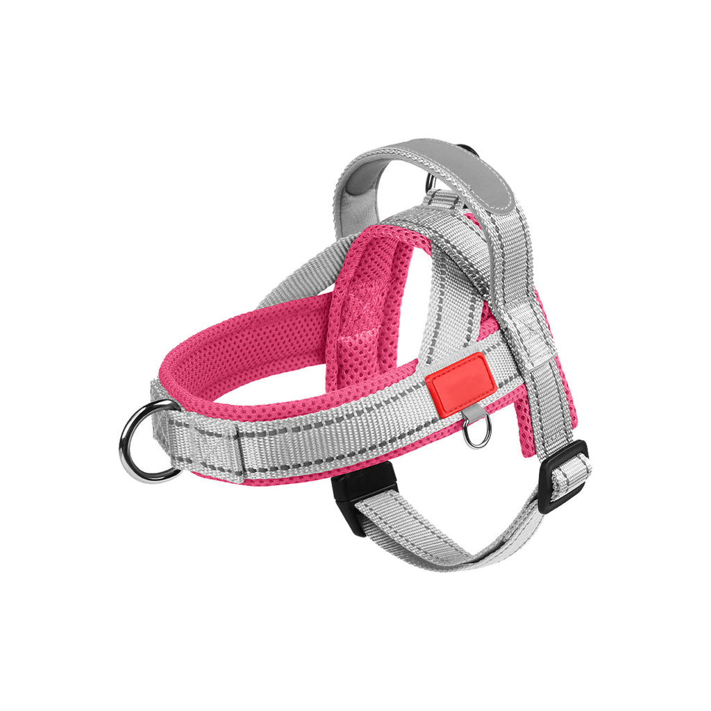 Tricolor Color-Block Wide No-Choke Saddle-Style Dog Harness