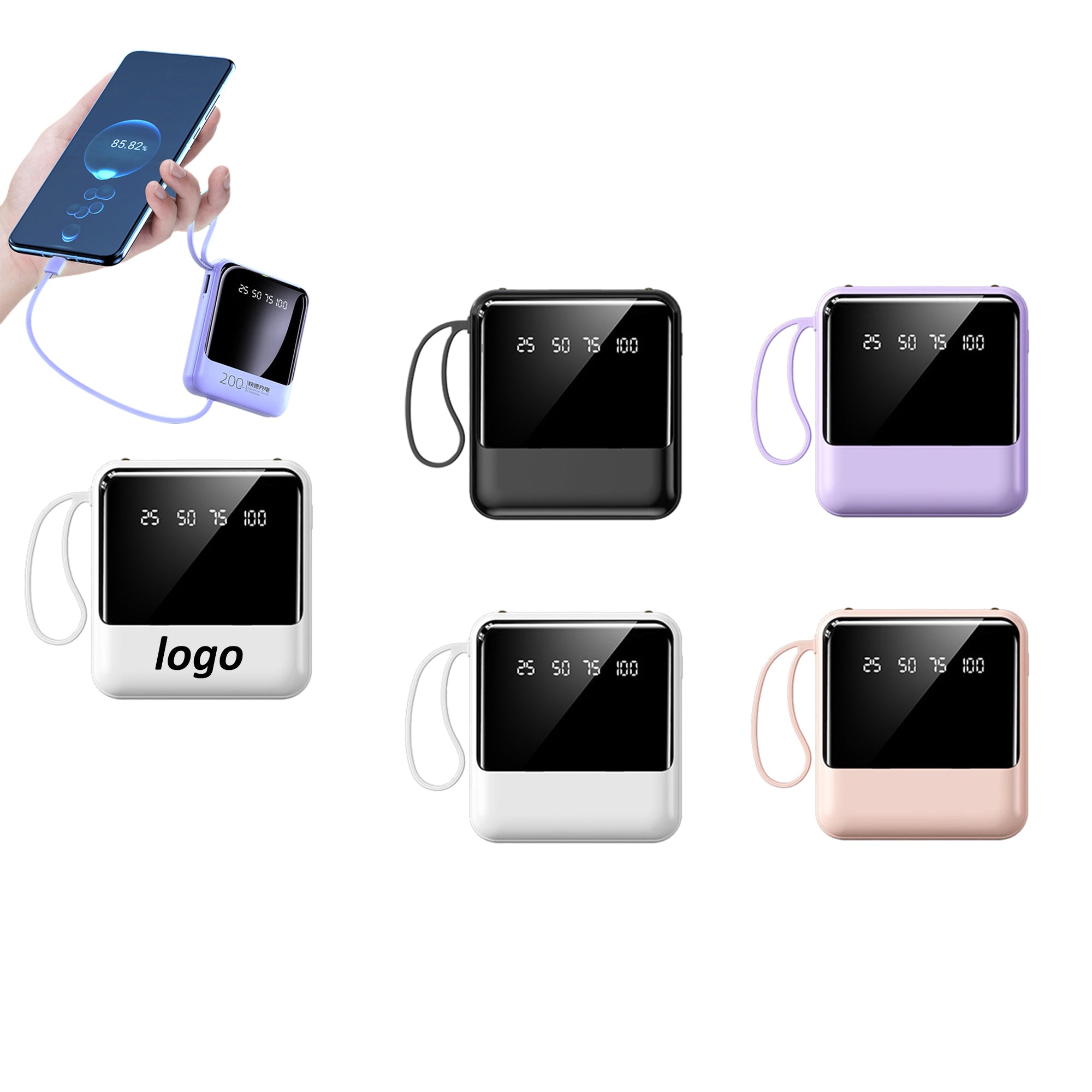 Led Power Bank With Removable Cable And Rope