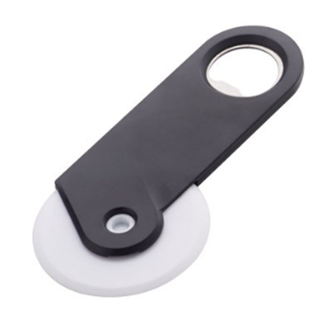 2 in 1 PS Material Round Pizza Cutter Wheel Bottle Opener