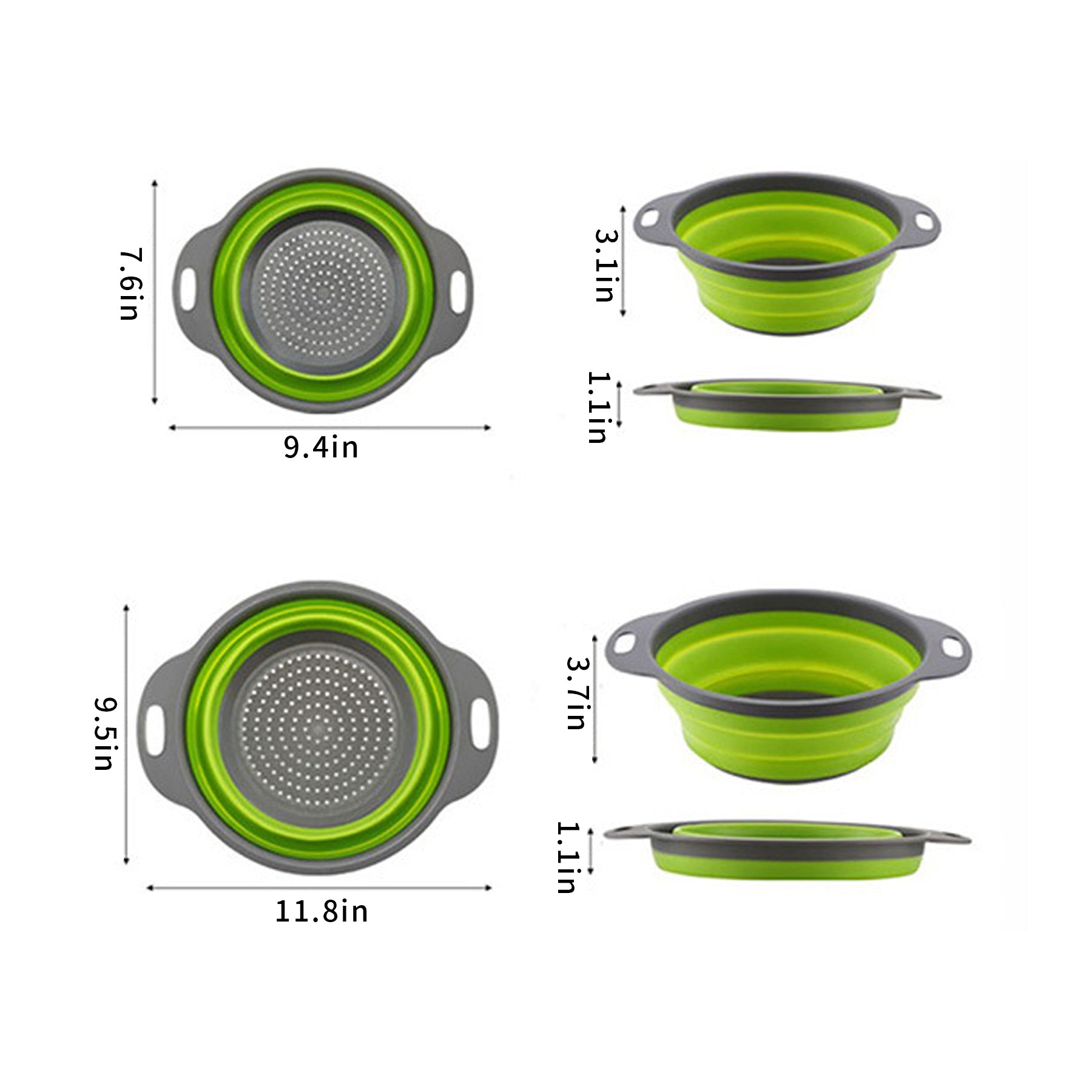 Set Of 2 Foldable Baskets Silicone Drain Baskets