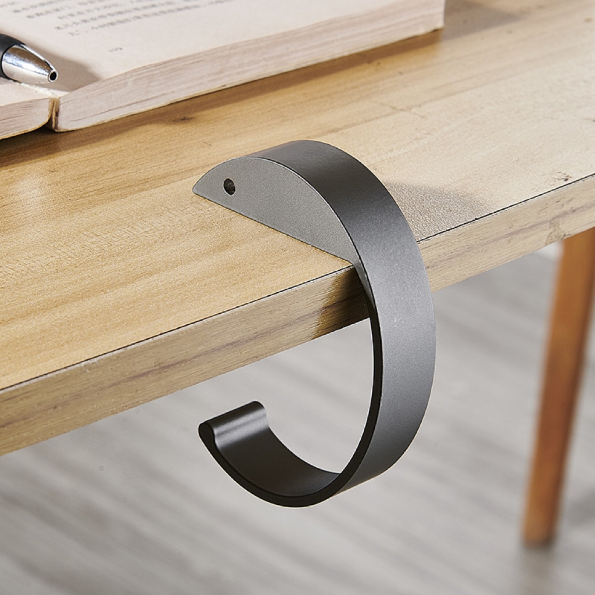 No-drill C-shaped desk hook
