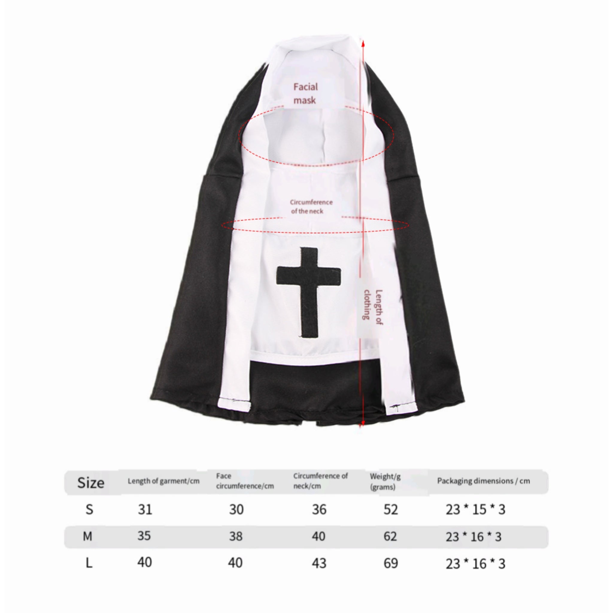 Funny Nun Pet Costume Cat Dog Small Medium Photo Cosplay