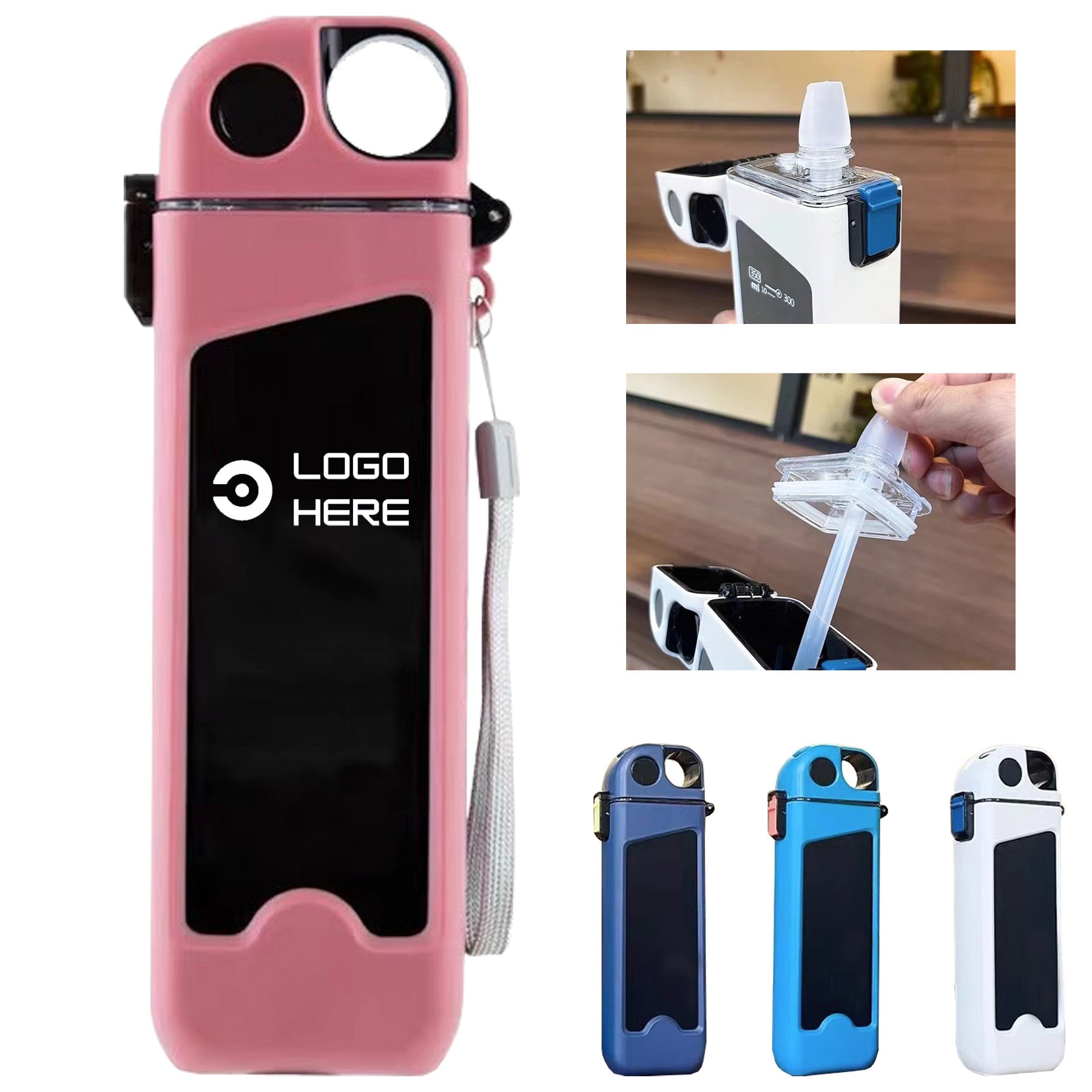 High temperature water bottle with straw