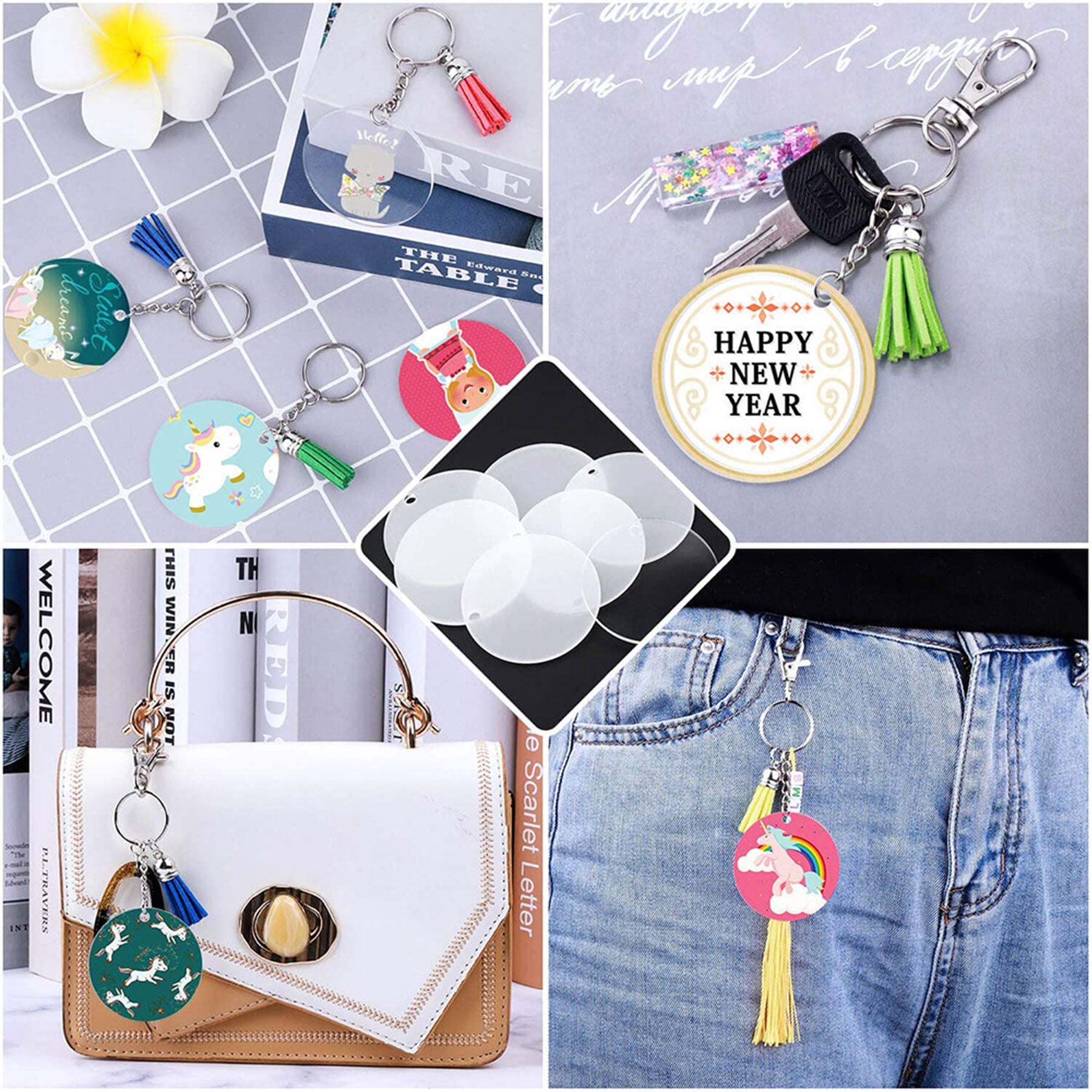 120Pcs Acrylic Keychain Blanks For Vinyl Kit