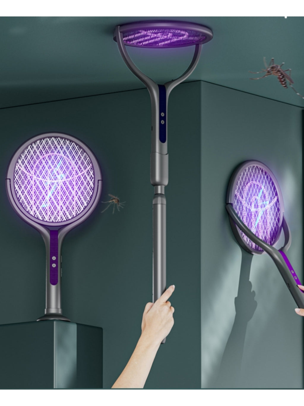 Rotatable And Retractable Electric Mosquito Swatter