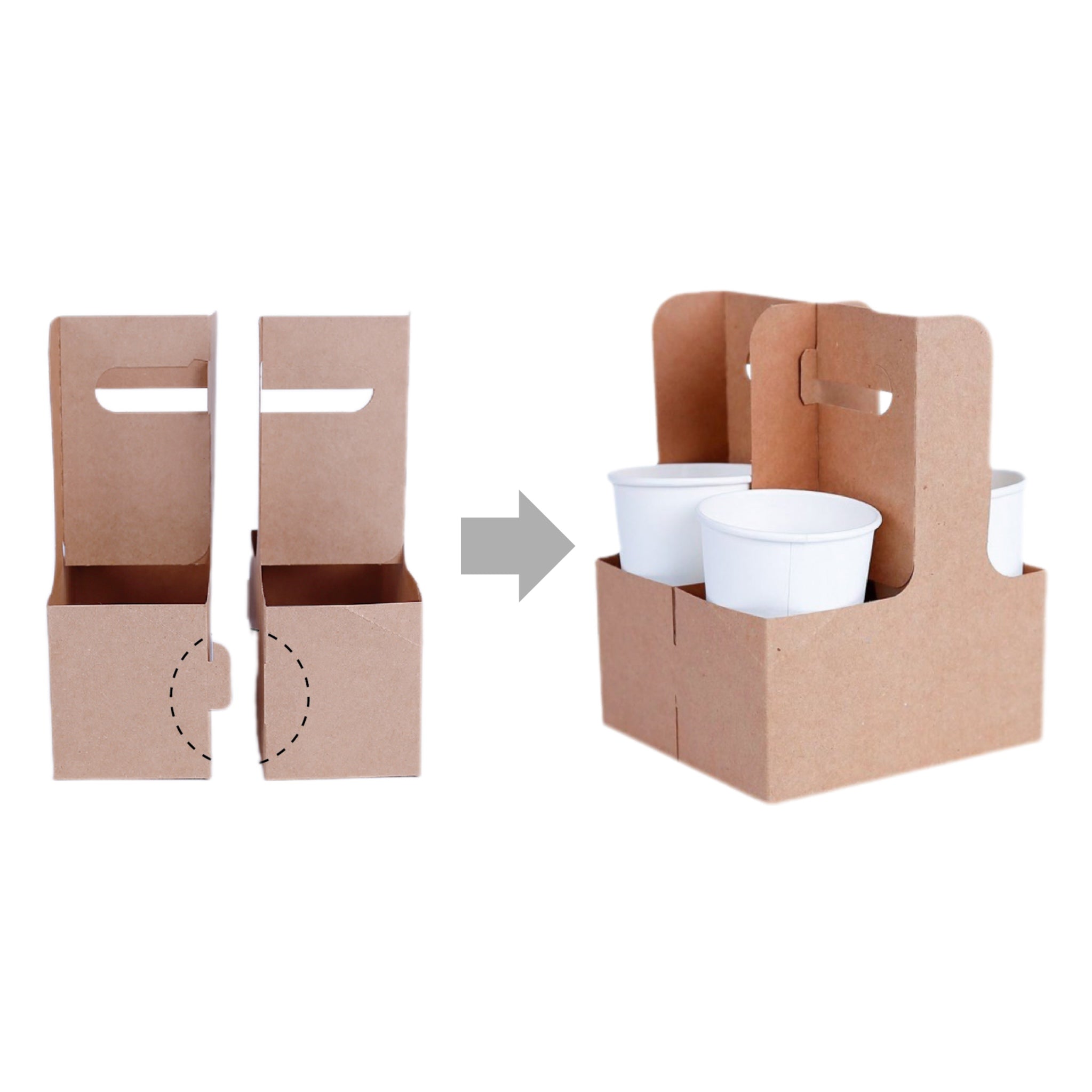 Kraft Paper Hand-Held Four-Cup Holder