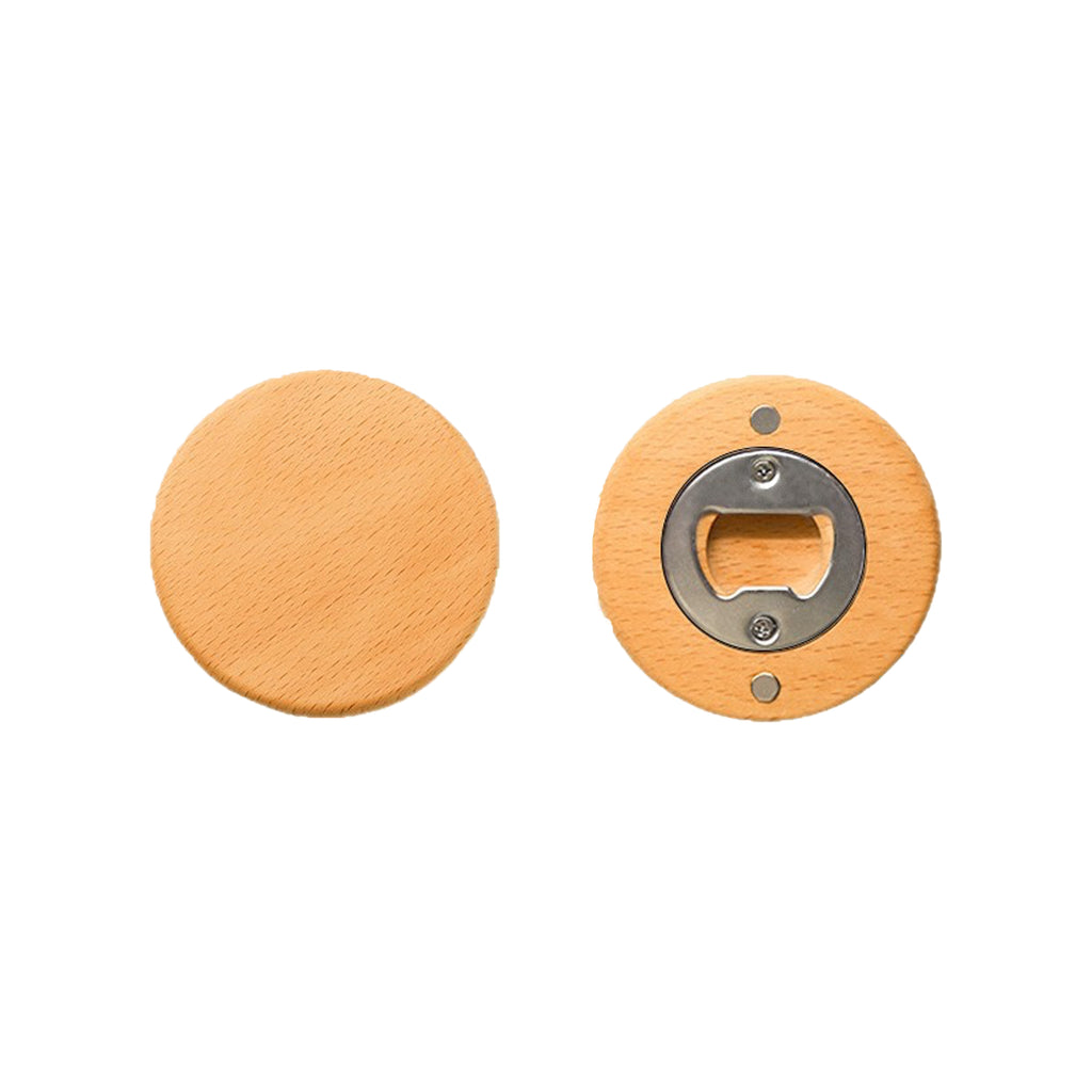Round Magnetic Bamboo Bottle Opener