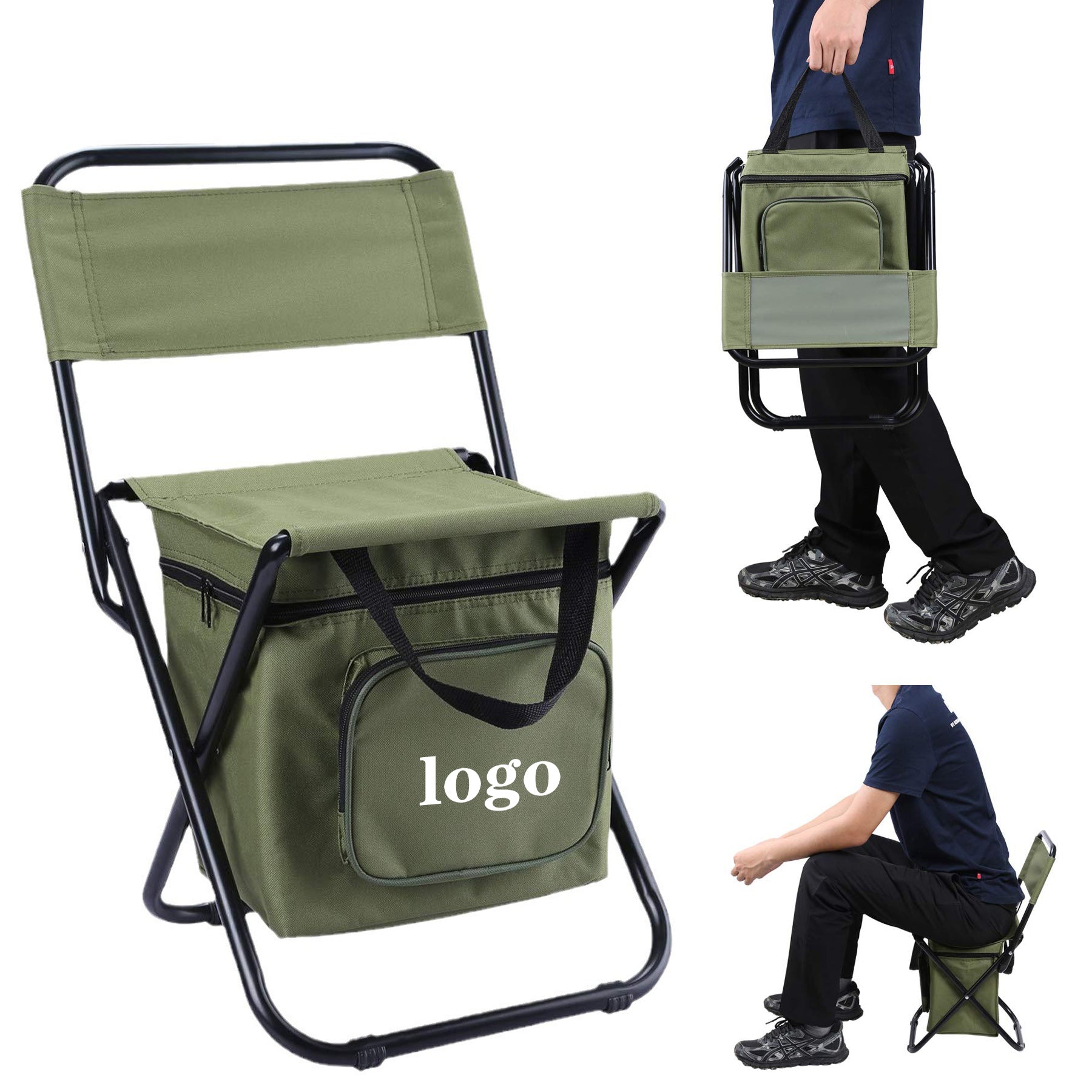 Foldable Compact Fishing Chair With Cooler Bag